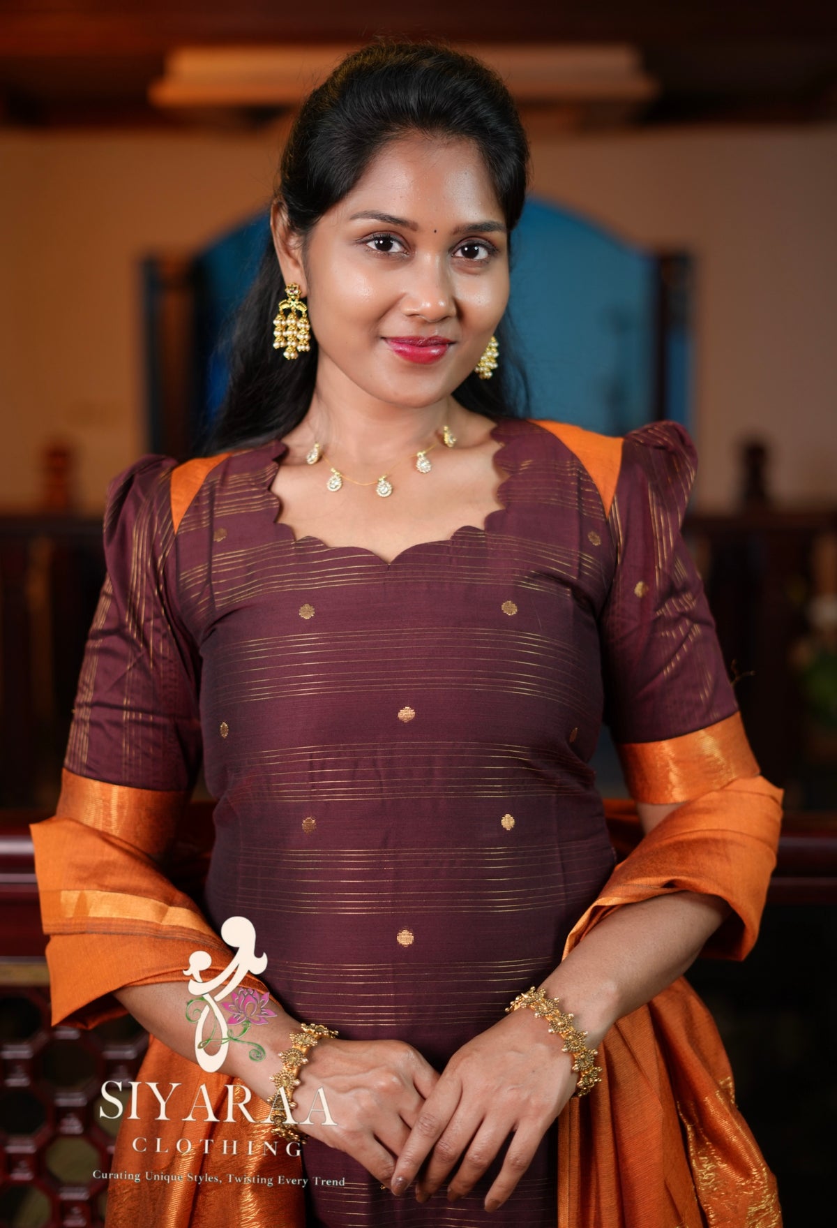 SIYA149 Brown| Iniya Premium raw silk kurta set (3 Piece)