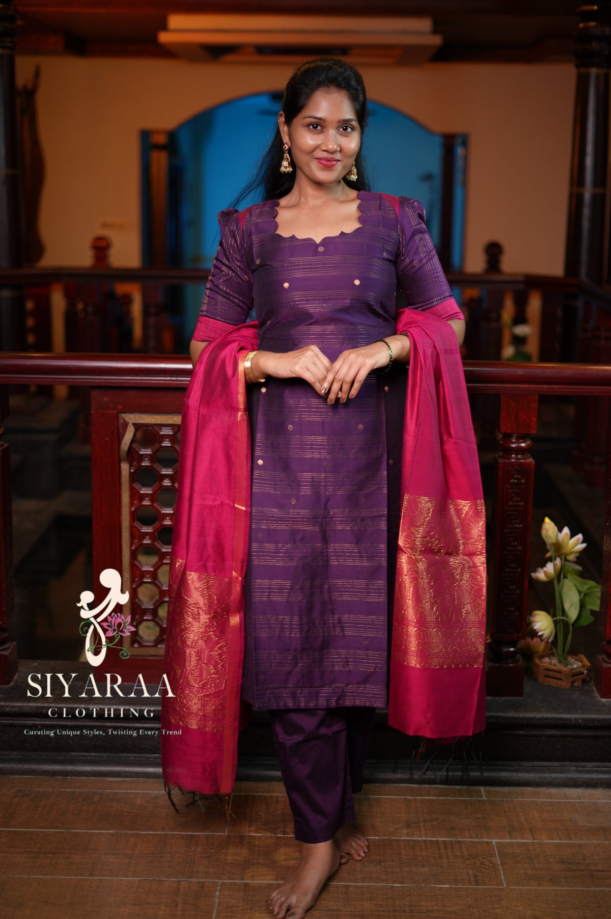 SIYA149 Purple| Iniya Premium raw silk kurta set (3 Piece)