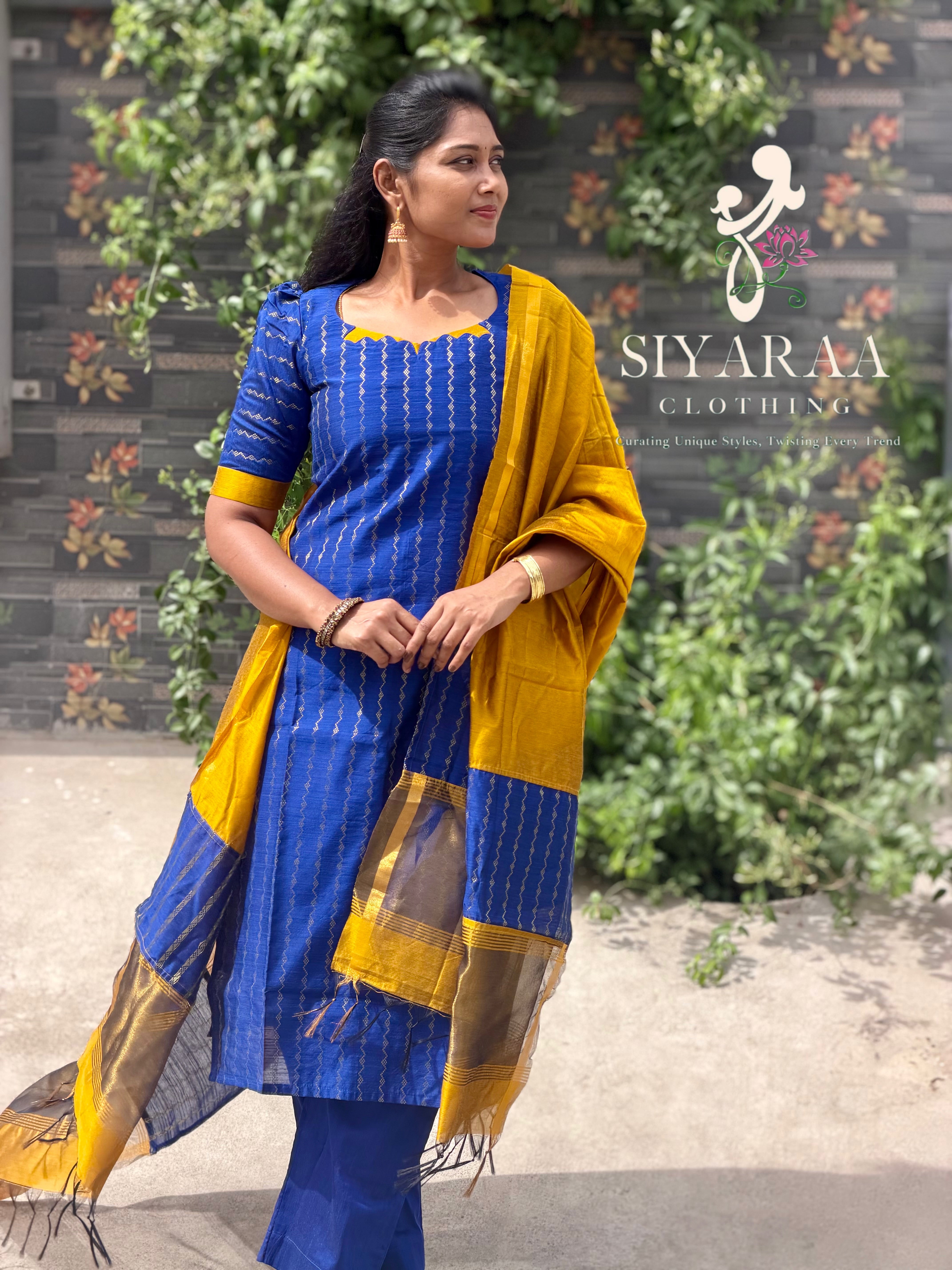 SIYA131 Blue| Aira raw silk kurta set (3 Piece)