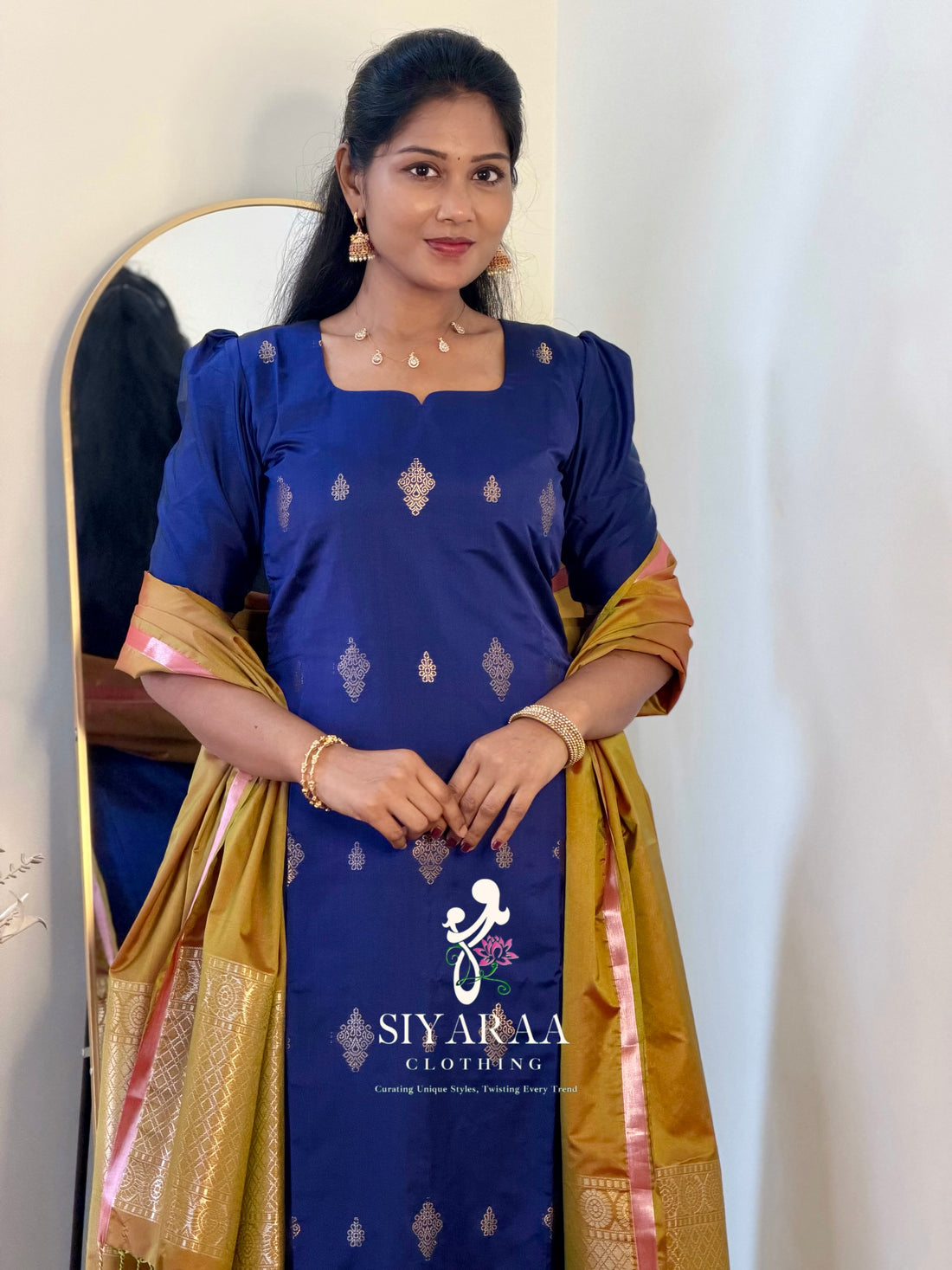 SIYA157 Blue | Sonakshi Soft Silk Kurta Set(3-Piece)