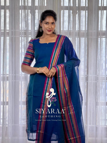 SIYA139 Blue| Varnika Narayanpet Top and Dupatta (2-Piece)