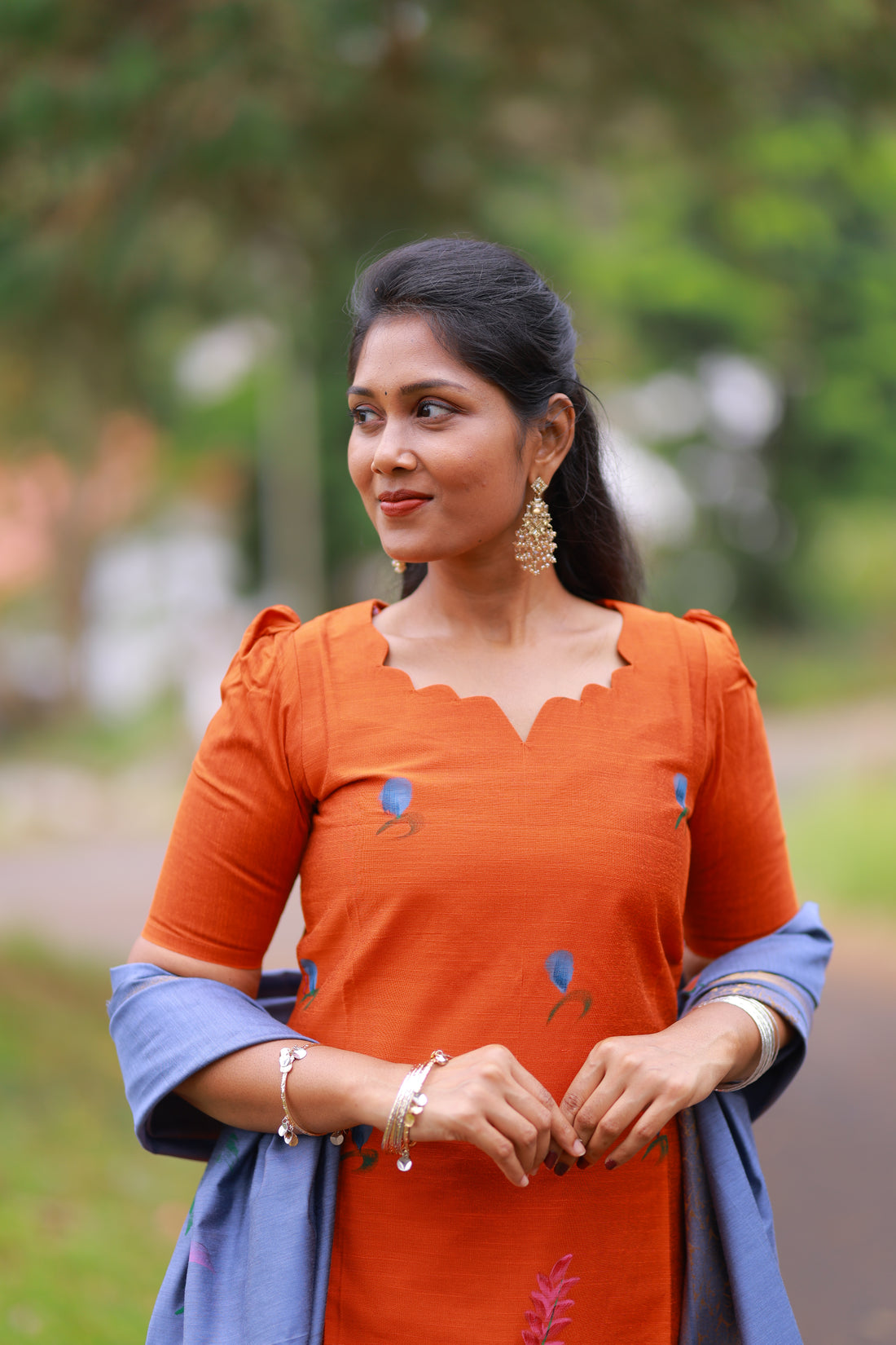 SIYA105 | Varnika Handpainted Raw Silk 3-Piece Kurta Set