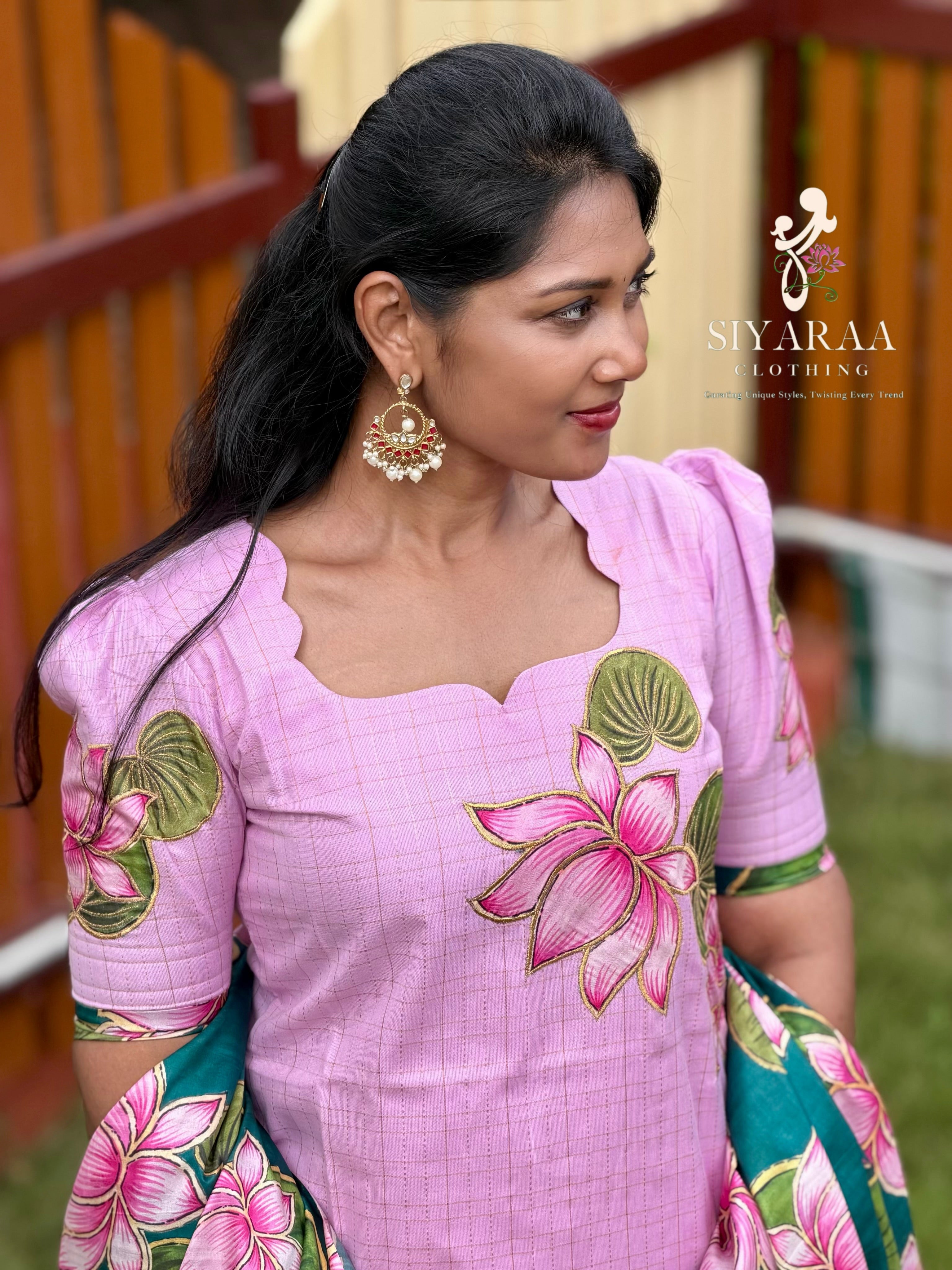 SIYA146 Pink | Riyanshi Raw Silk Kurta Set with aplique embroidery(3-Piece)