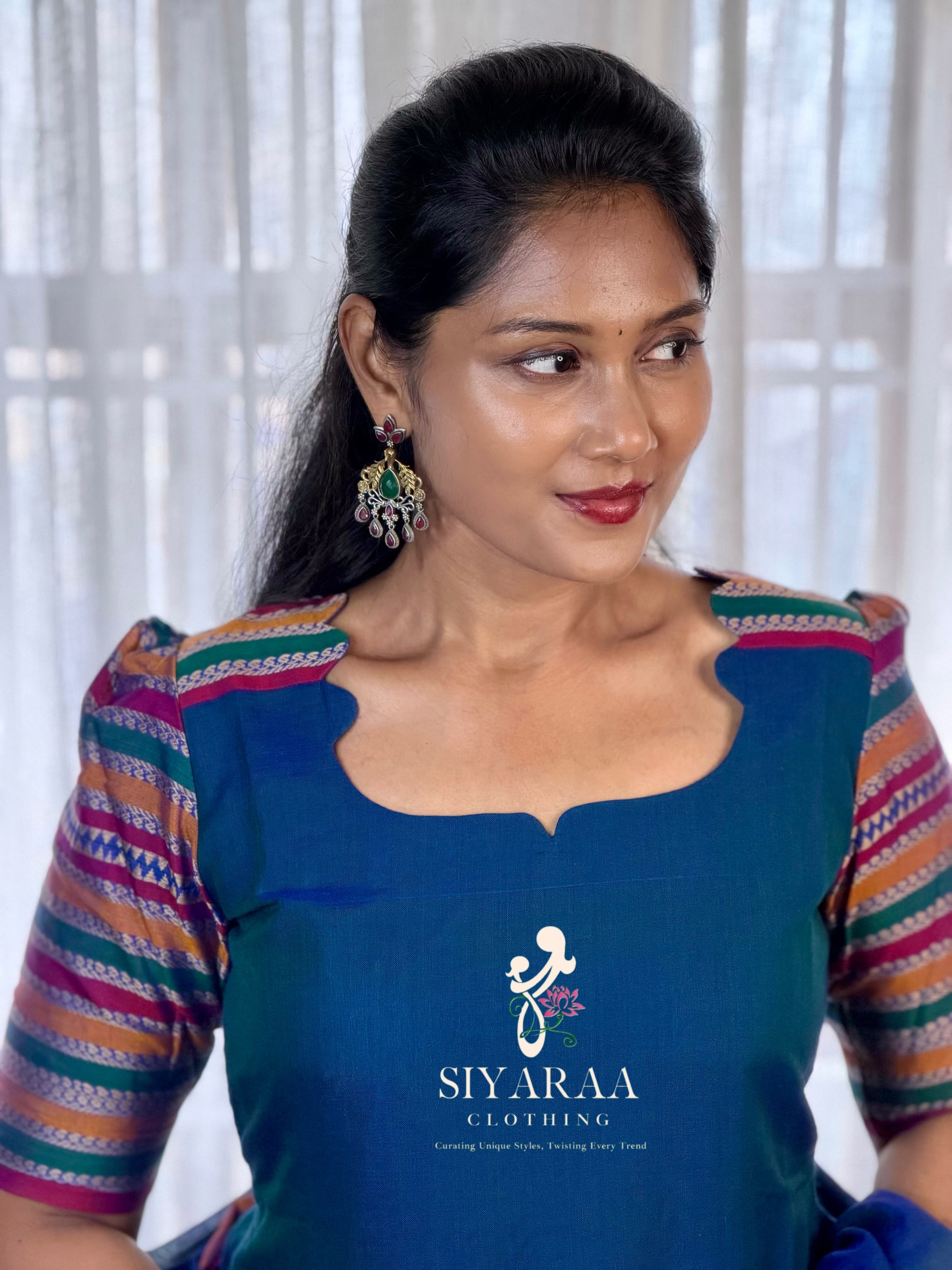 SIYA139 Blue| Varnika Narayanpet Top and Dupatta (2-Piece)
