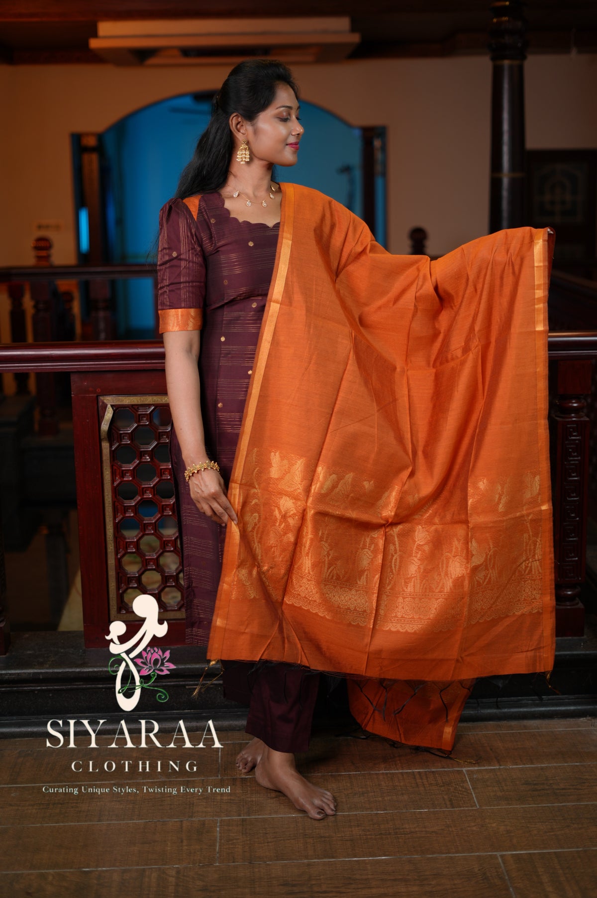 SIYA149 Brown| Iniya Premium raw silk kurta set (3 Piece)