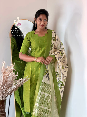 SIYA141 Green | Riyanshi Raw Silk Kurta Set with Digital Print Tussar Silk Dupatta (3-Piece)