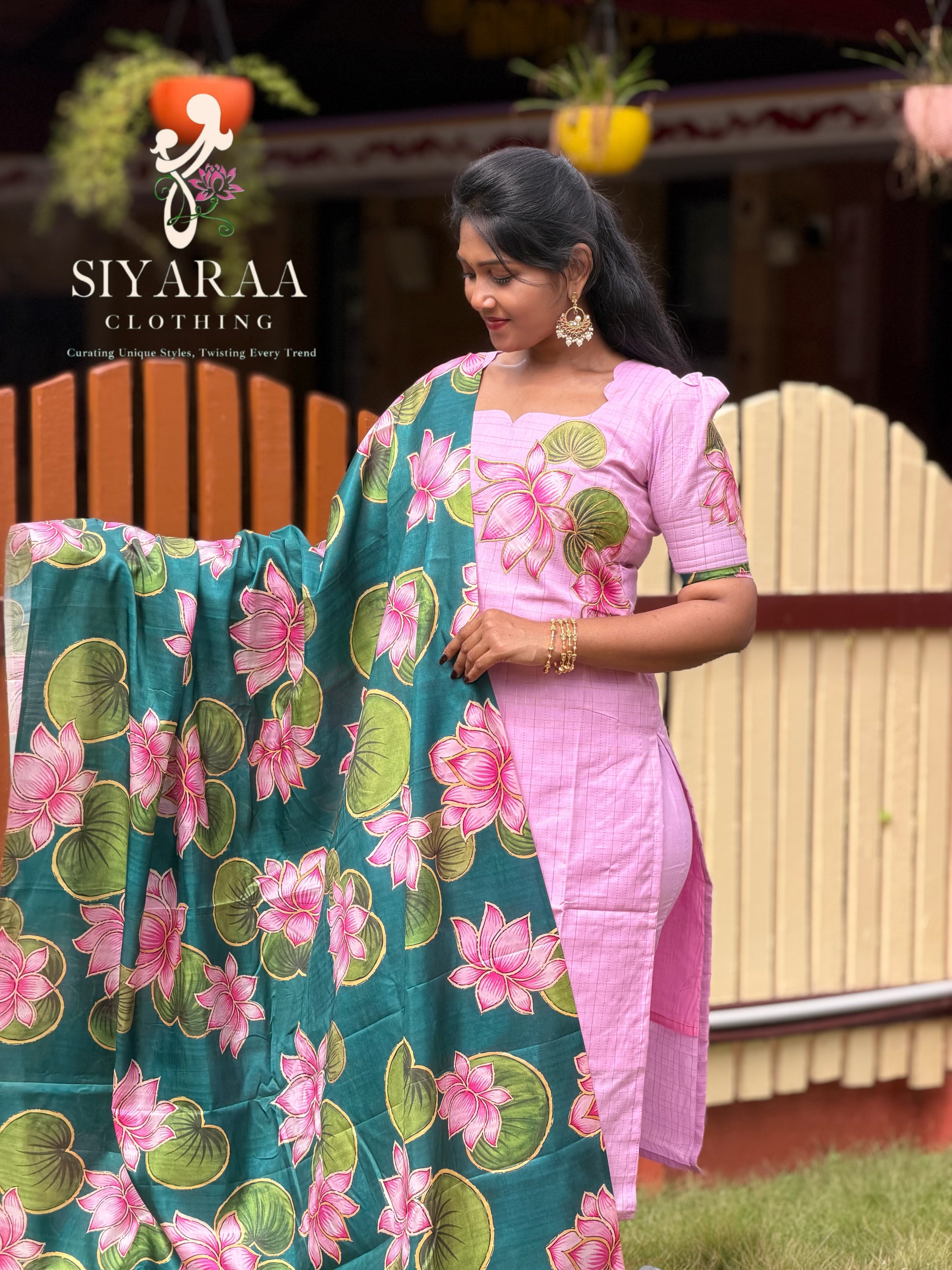 SIYA146 Pink | Riyanshi Raw Silk Kurta Set with aplique embroidery(3-Piece)