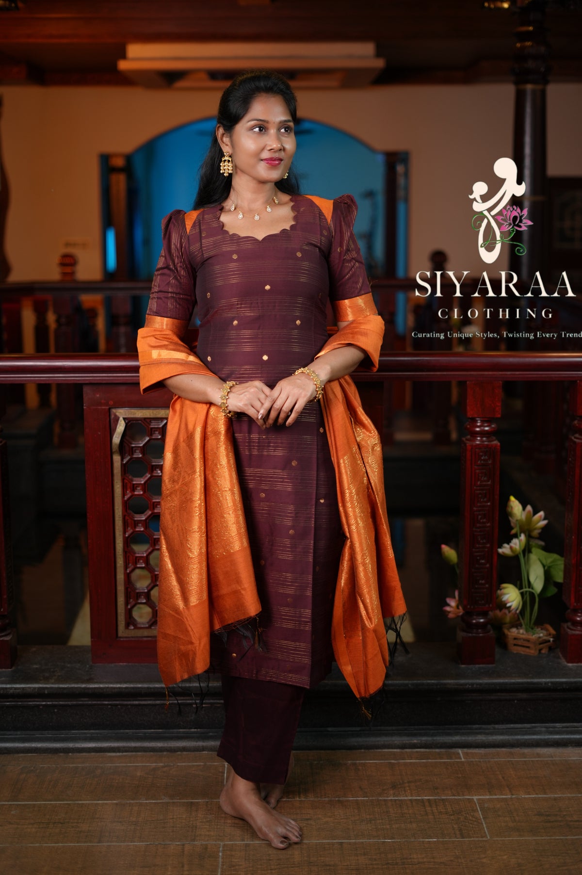 SIYA149 Brown| Iniya Premium raw silk kurta set (3 Piece)