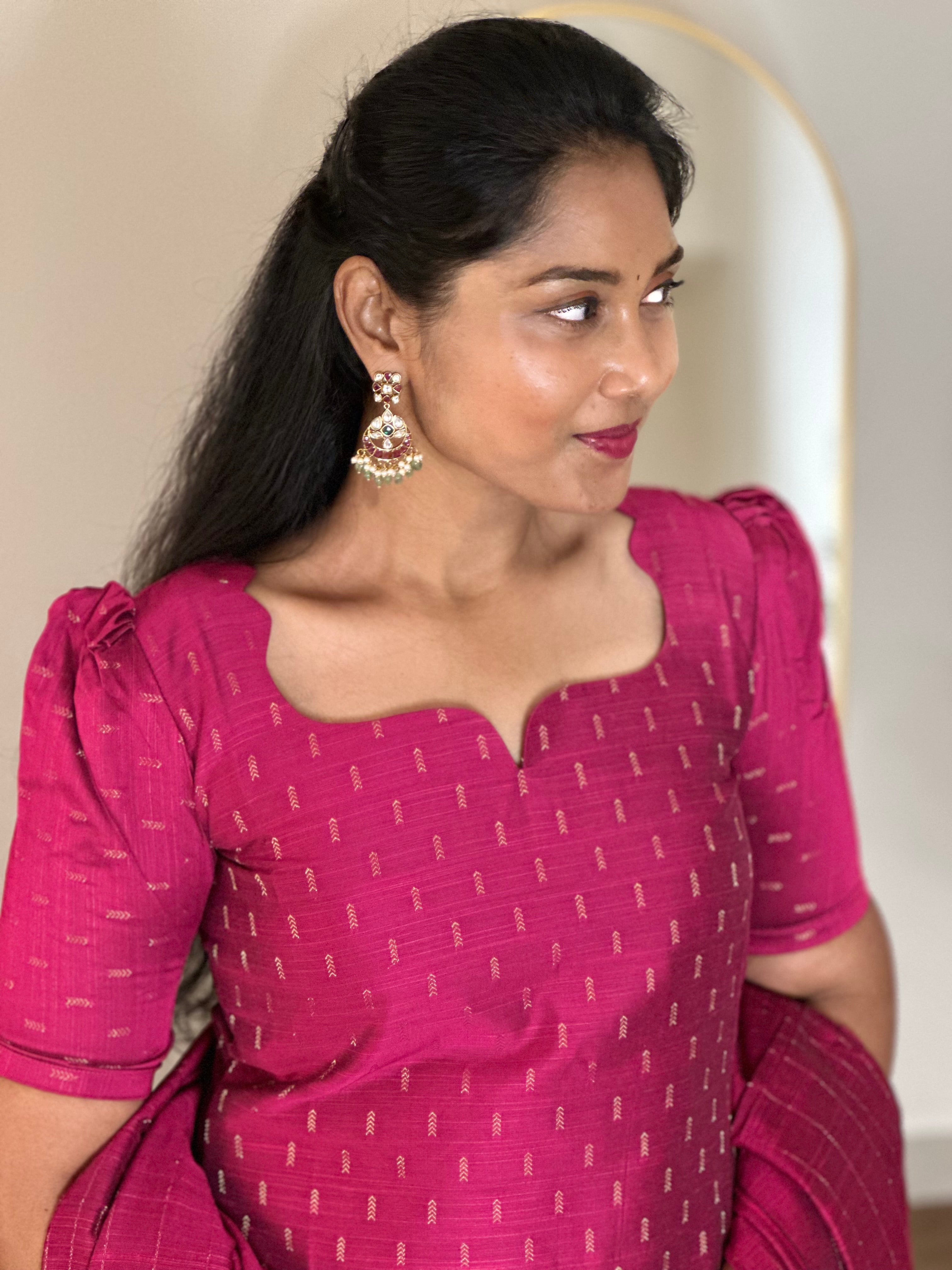 SIYA086  Pink | Aira Raw Silk Kurta Set (3-Piece)