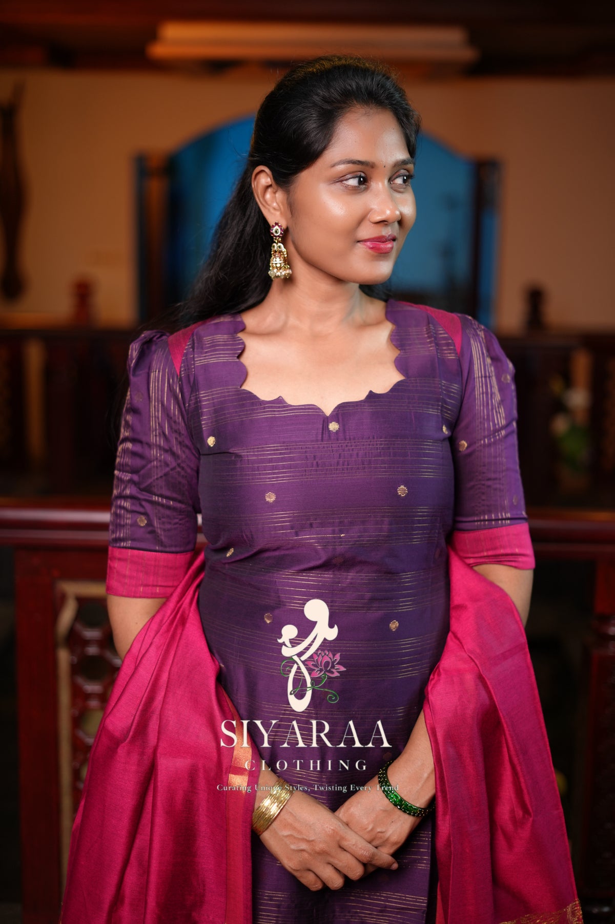 SIYA149 Purple| Iniya Premium raw silk kurta set (3 Piece)