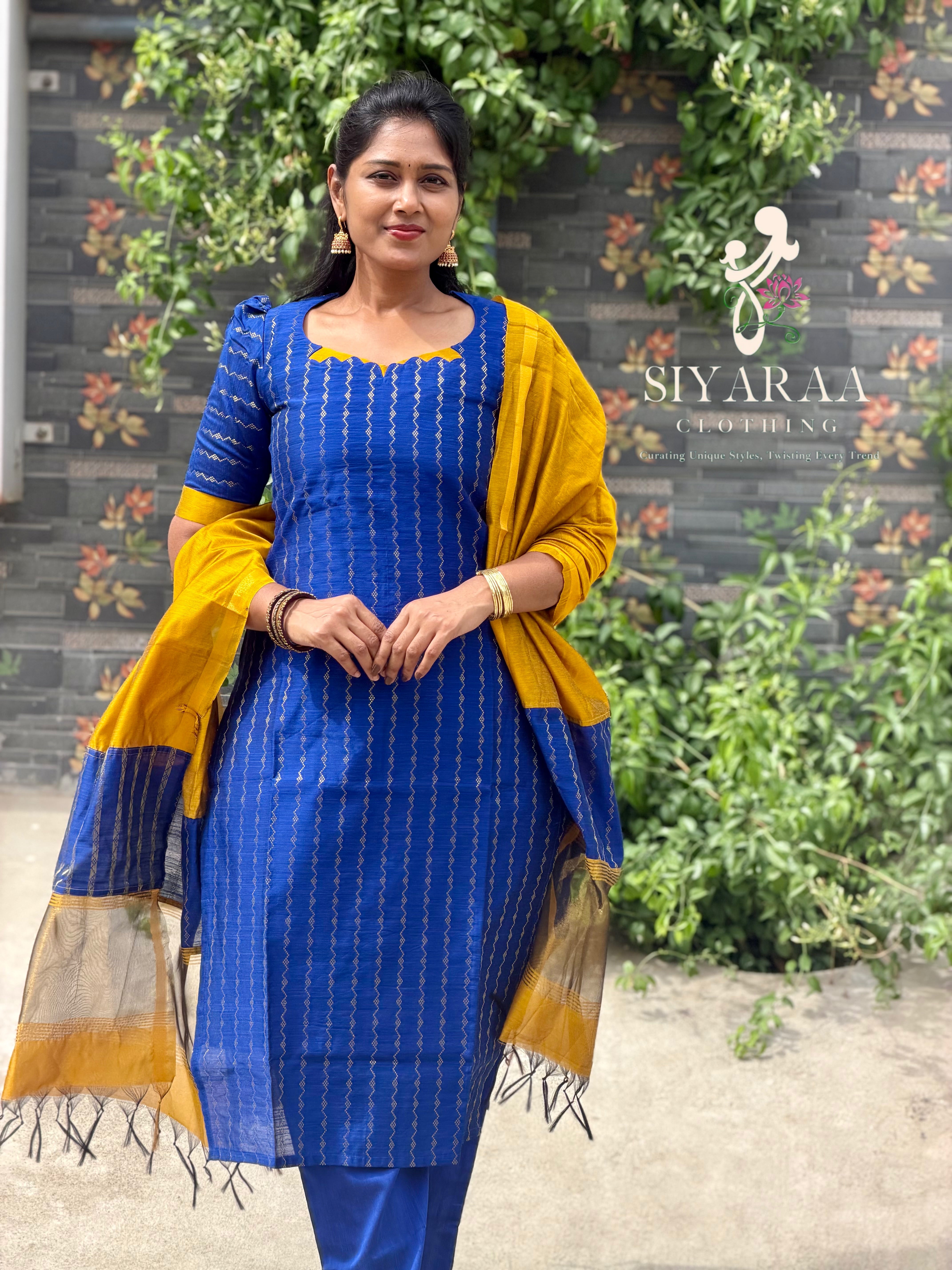 SIYA131 Blue| Aira raw silk kurta set (3 Piece)