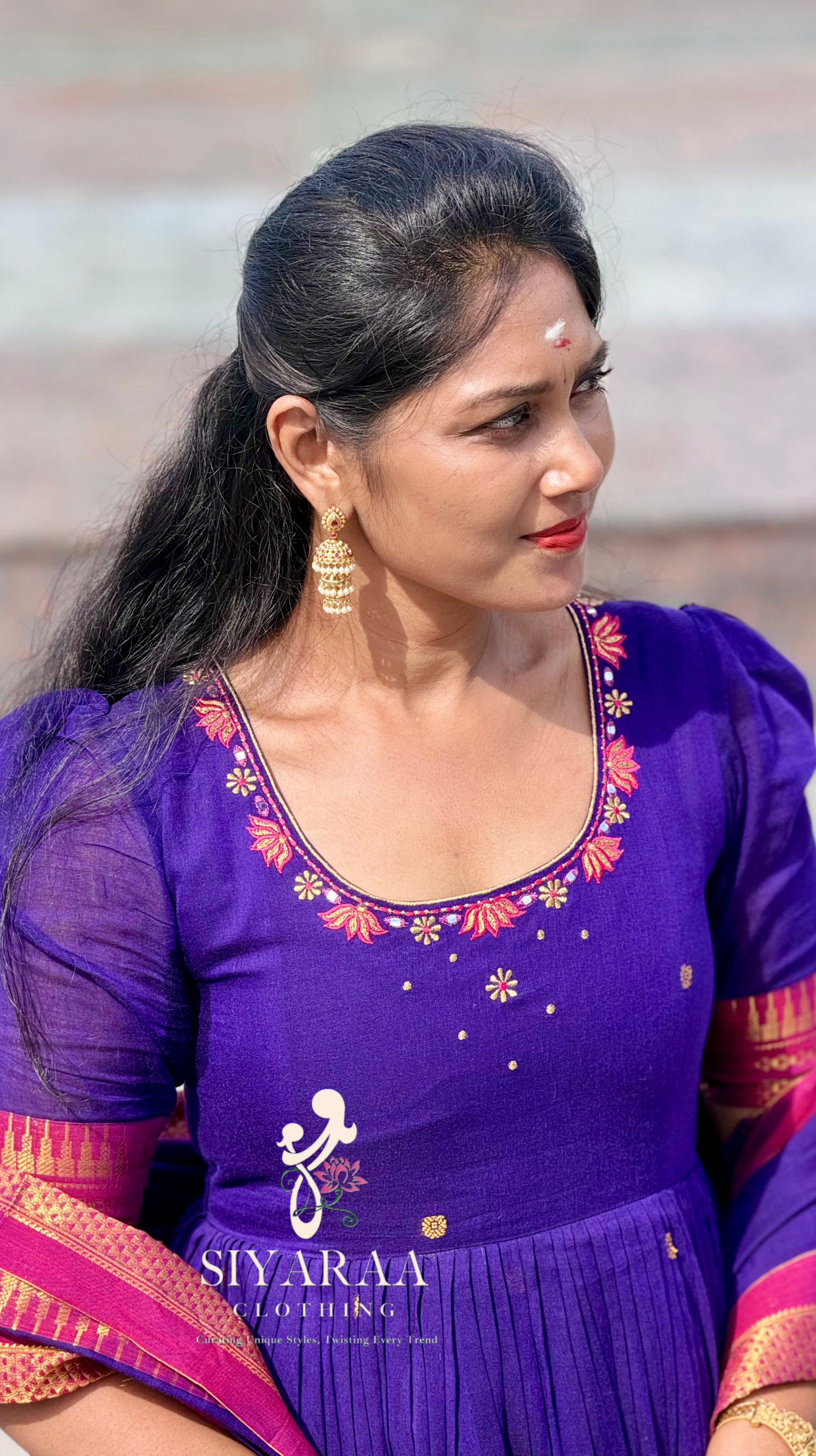 SIYA148 Purple | Aira Narayanpet Cotton Maxi Dress (2-Piece)