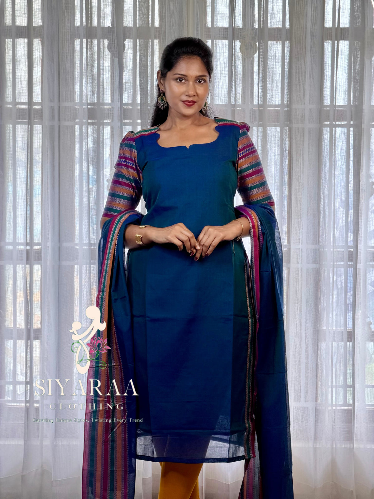 SIYA139 Blue| Varnika Narayanpet Top and Dupatta (2-Piece)