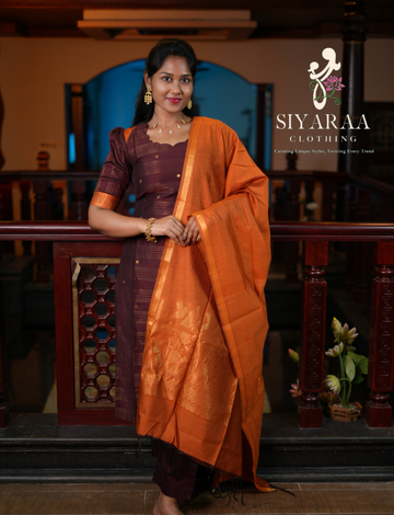 SIYA149 Brown| Iniya Premium raw silk kurta set (3 Piece)