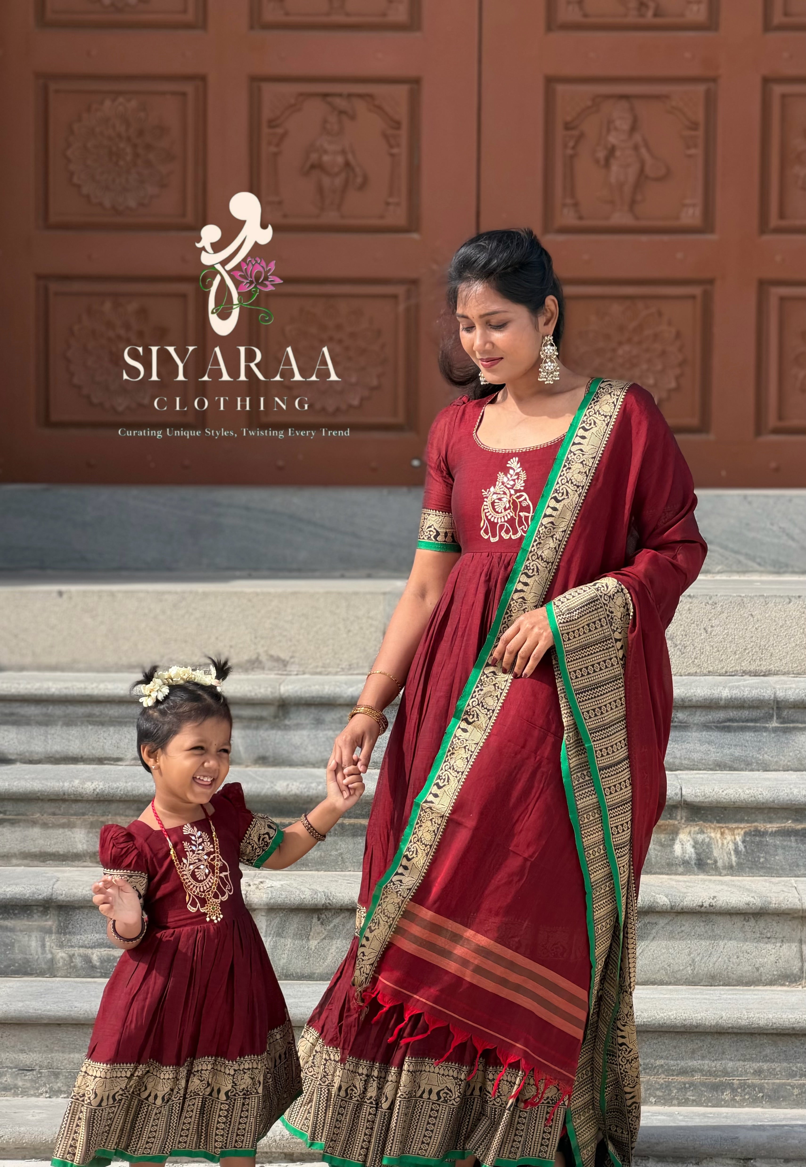SIYA140 | Meher Handloom Cotton Gathered Anarkali (Combo)
