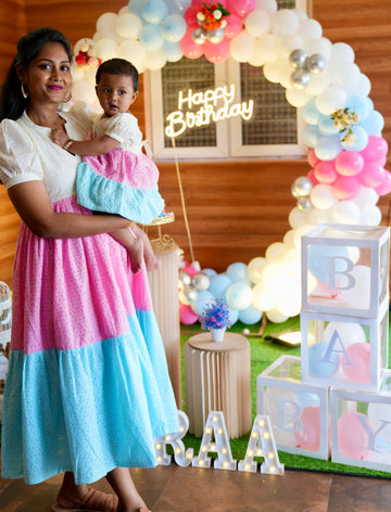 SIYA008 Blue | Elowen Hakoba Cotton Mom & Daughter Maxi Combo
