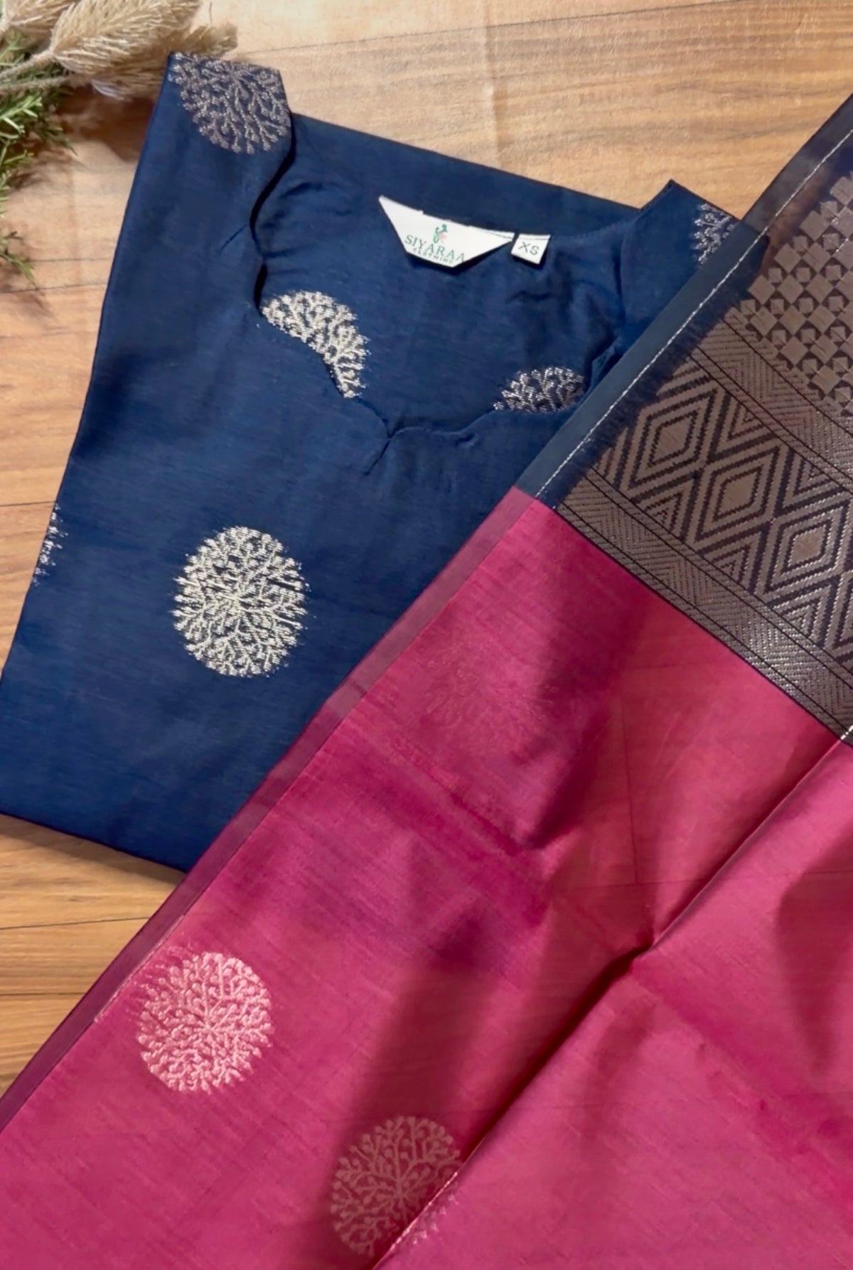 SIYA165 Blue| Inara Premium Kora silk kurta set (3 Piece)