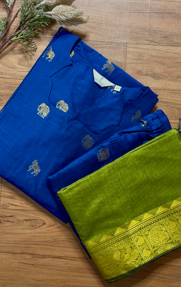 SIYA162 Royal blue| Riyanshi Raw Silk Kurta Set(3-Piece)