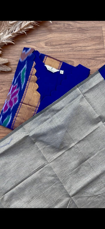 SIYA136 Royal Blue| Varnika Pochampally Seiko Silk Kurta Set (3-Piece)