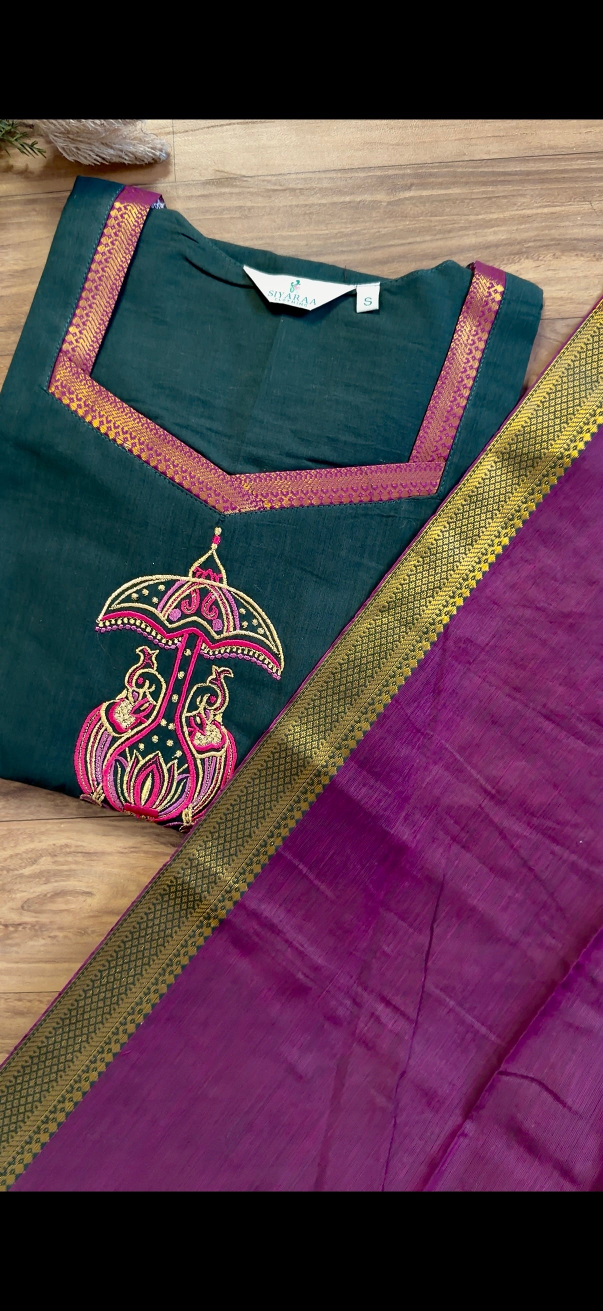 SIYA142 Green | Ishira Mangalagiri Cotton Kurta Set (3-Piece)