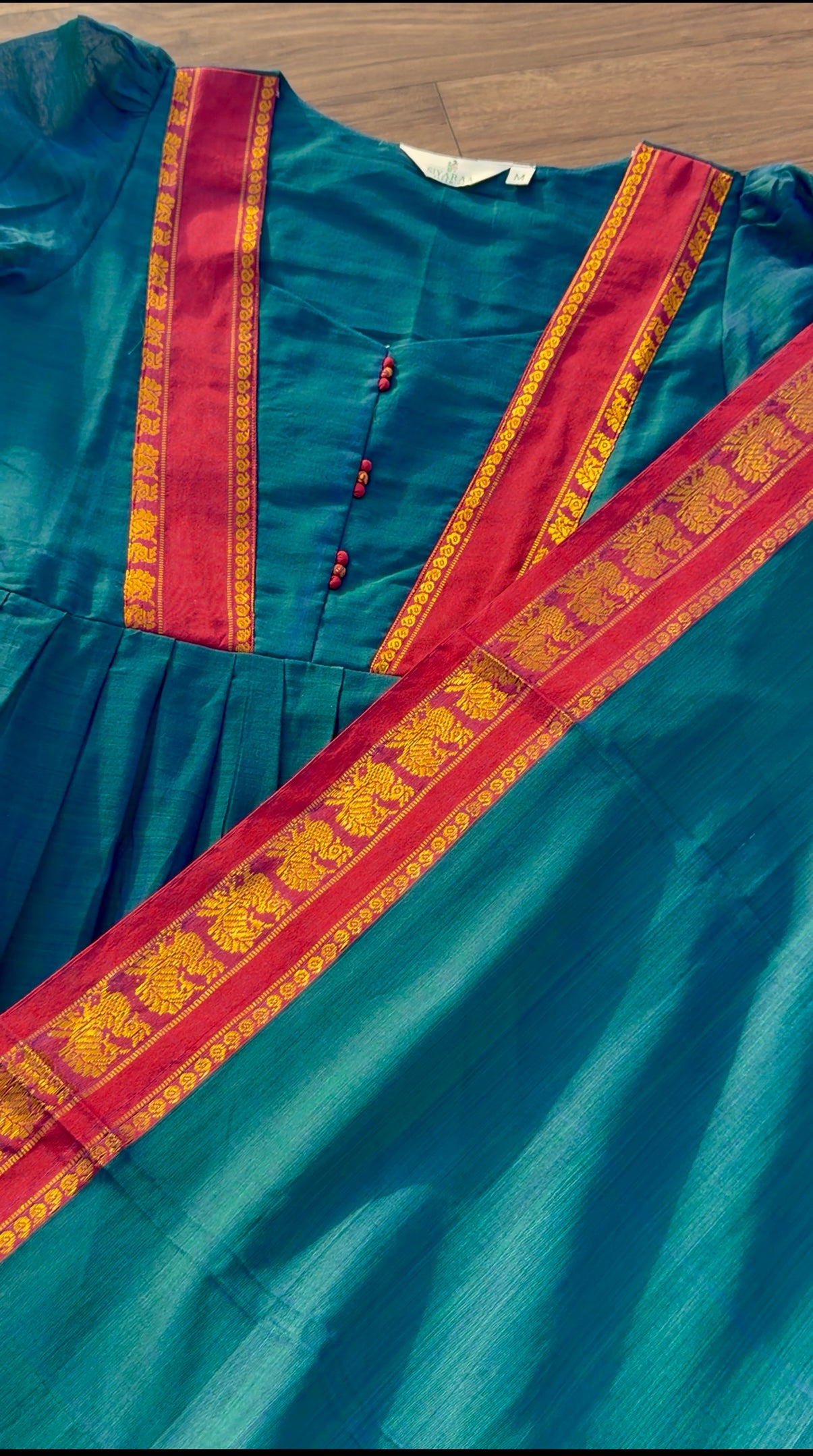 SIYA130 Blue | Ruhika Handloom Cotton Pleated Maxi