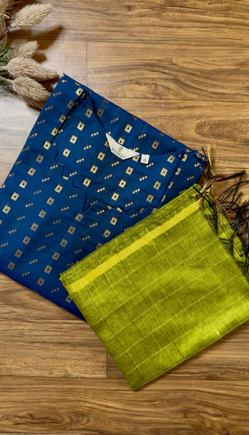 SIYA138 Blue | Noor Tussar Silk Kurta Set (2-Piece)