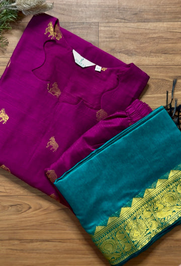 SIYA162 Purple|Riyanshi Raw Silk Kurta Set(3-Piece)