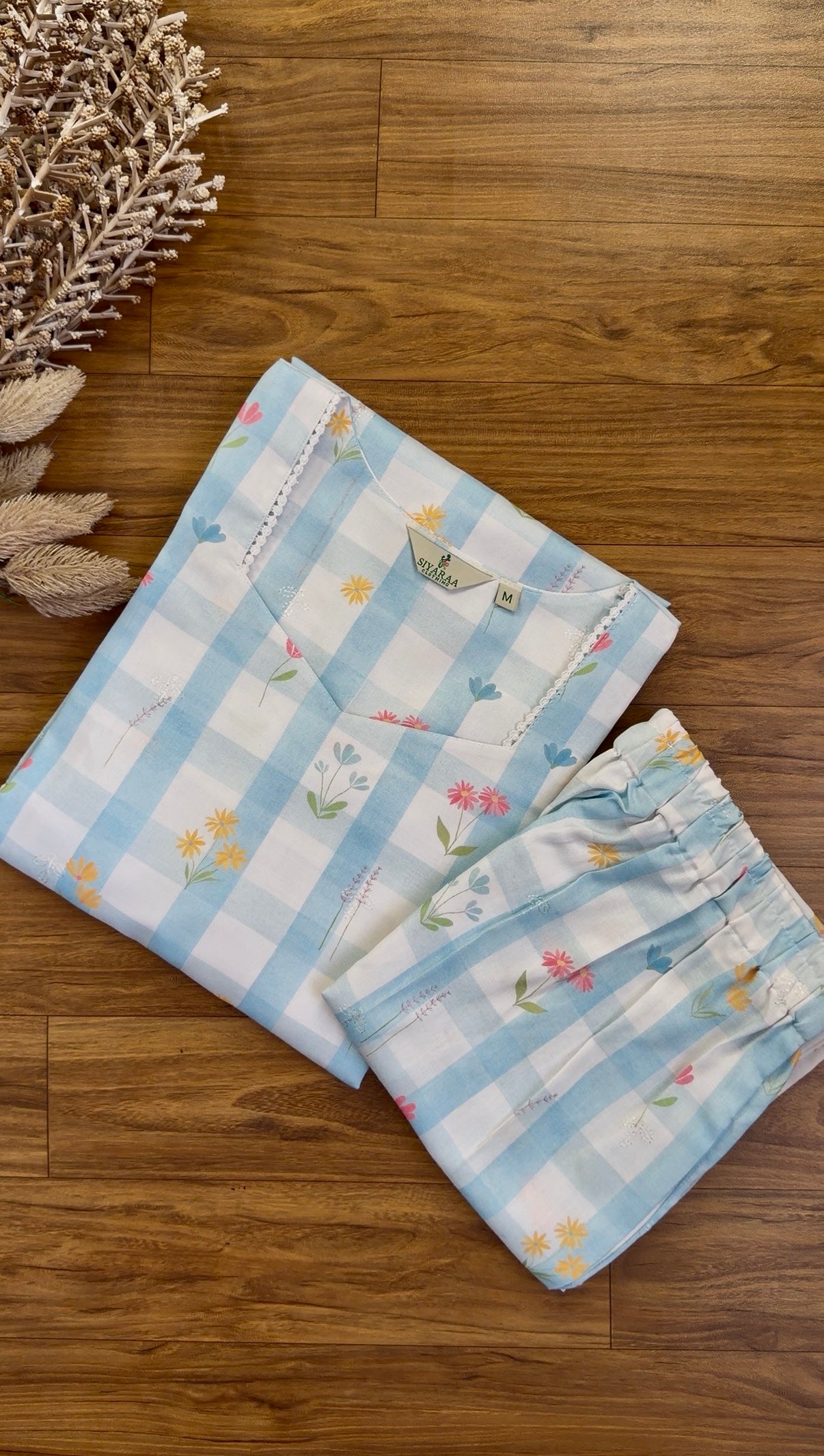 SIYA113 Blue| Zivara Cambric Cotton Co-Ord Set (Top and Pant)