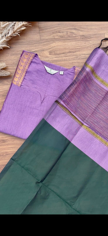 SIYA136 Lilac | Varnika Pochampally Seiko Silk Kurta Set (3-Piece)