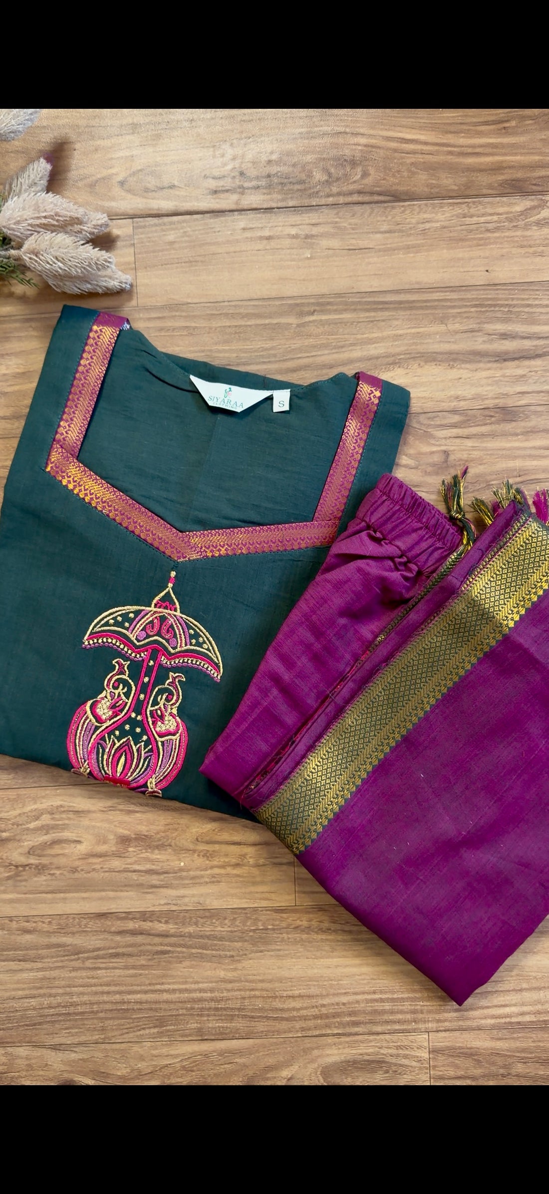 SIYA142 Green | Ishira Mangalagiri Cotton Kurta Set (3-Piece)