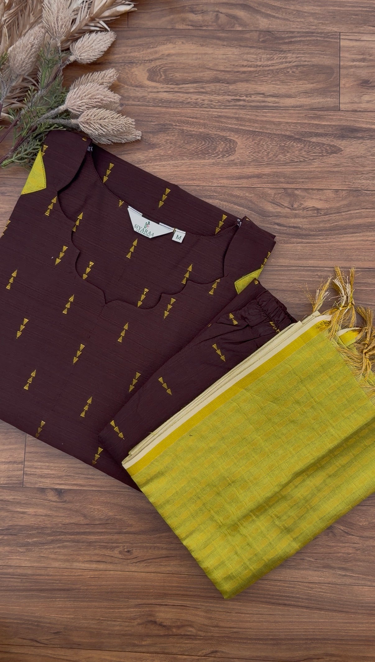 SIYA117 Brown| Aira raw silk kurta set (3 Piece)