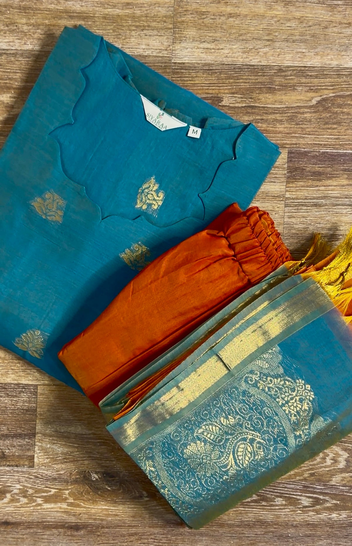 SIYA159 Blue| Aarini Premium Kora silk kurta set (3 Piece)