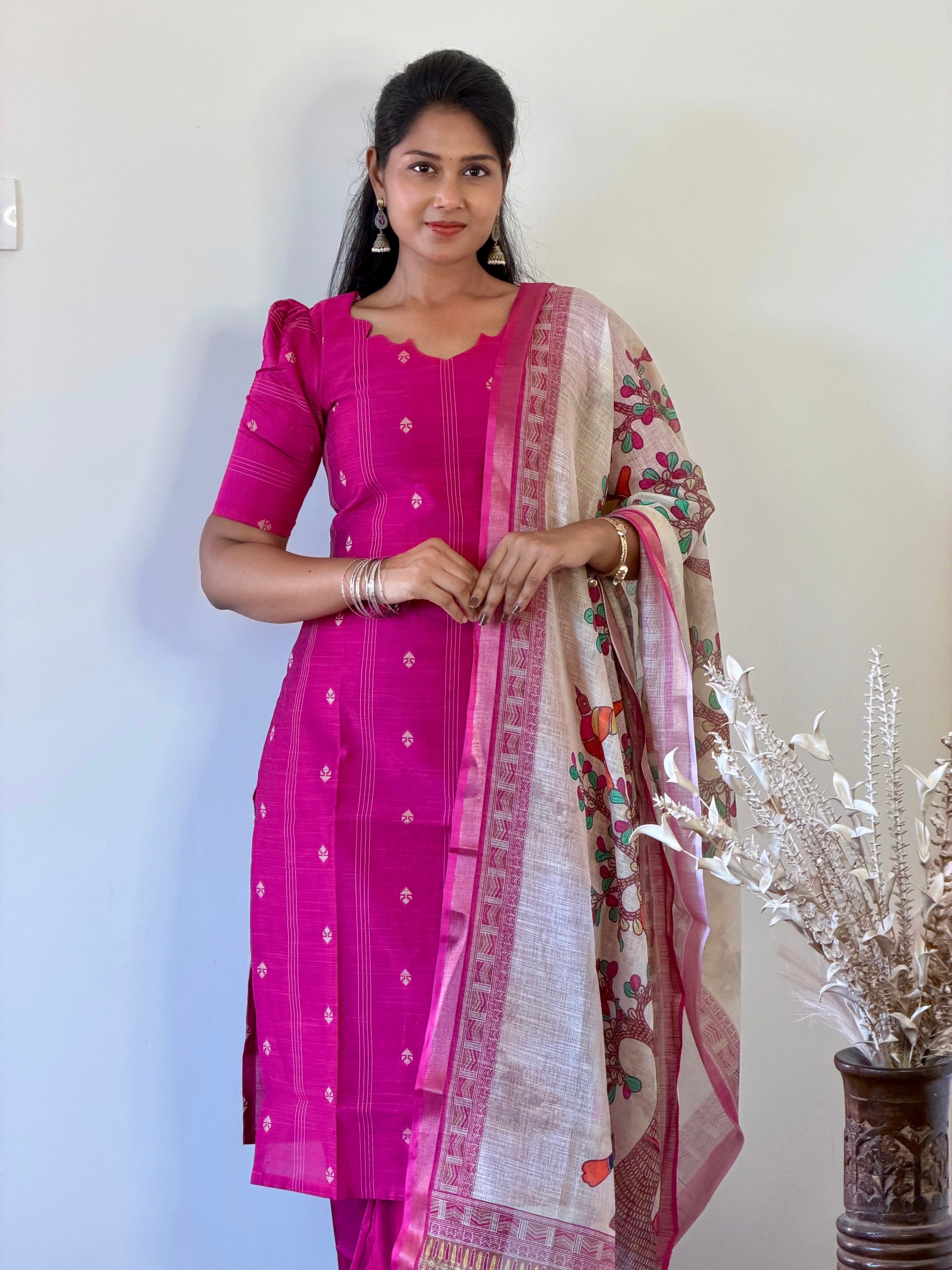 SIYA126 Pink| Aira raw silk kurta set (3 Piece)