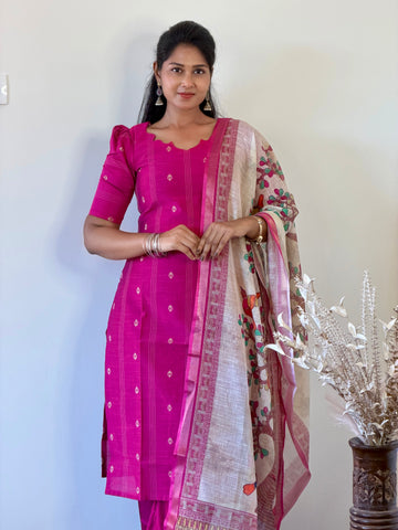 SIYA126 Pink| Aira raw silk kurta set (3 Piece)