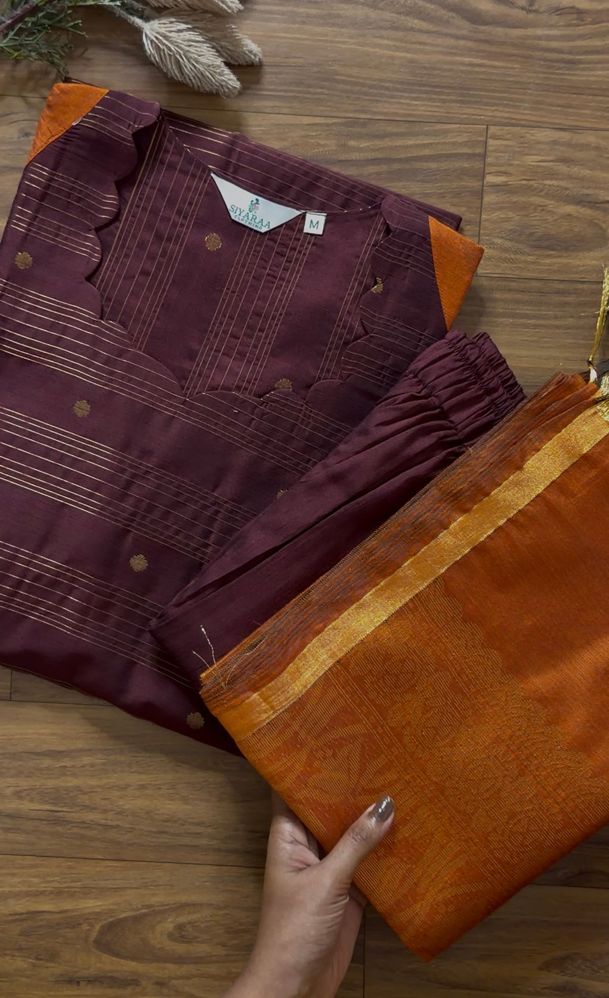 SIYA149 Brown| Iniya Premium raw silk kurta set (3 Piece)