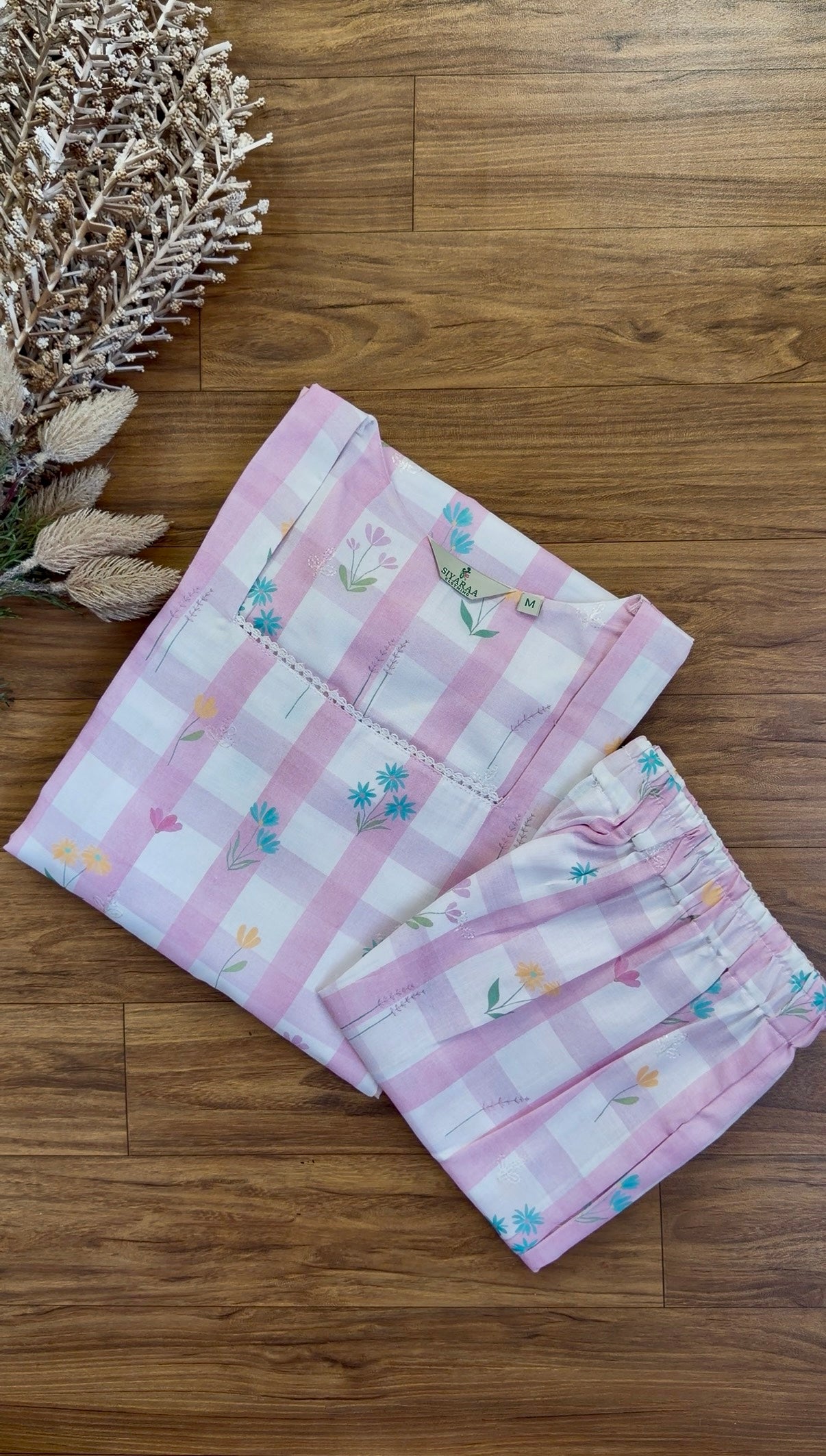 SIYA113 Pink| Zivara Cambric Cotton Co-Ord Set (Top and Pant)