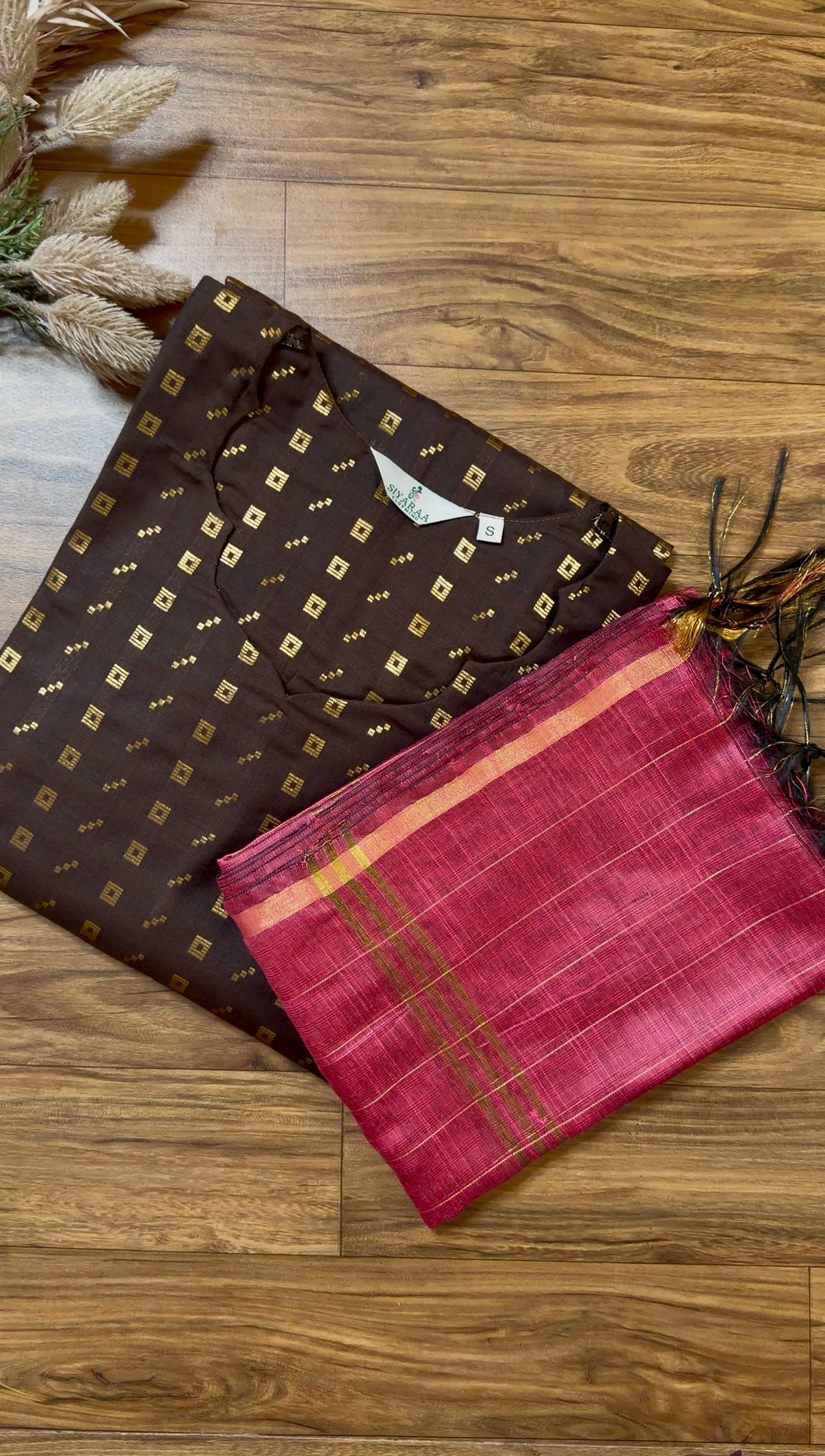SIYA138 Brown | Noor Tussar Silk Kurta Set (2-Piece)