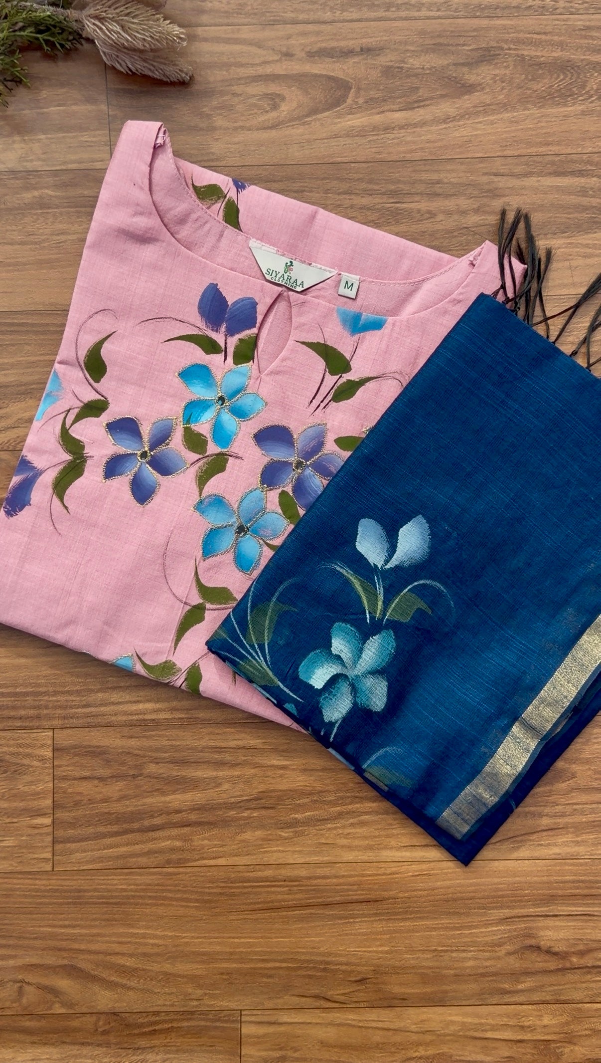 SIYA135 Blush Pink| Varnika Handpainted and Embroidered Tussar Silk Kurta Set(2 Piece)