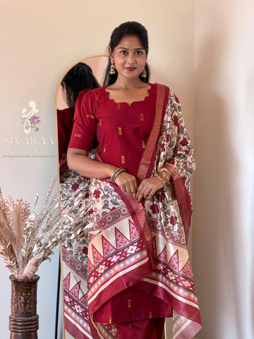 SIYA129 Maroon| Charvi raw silk kurta set (3 Piece)