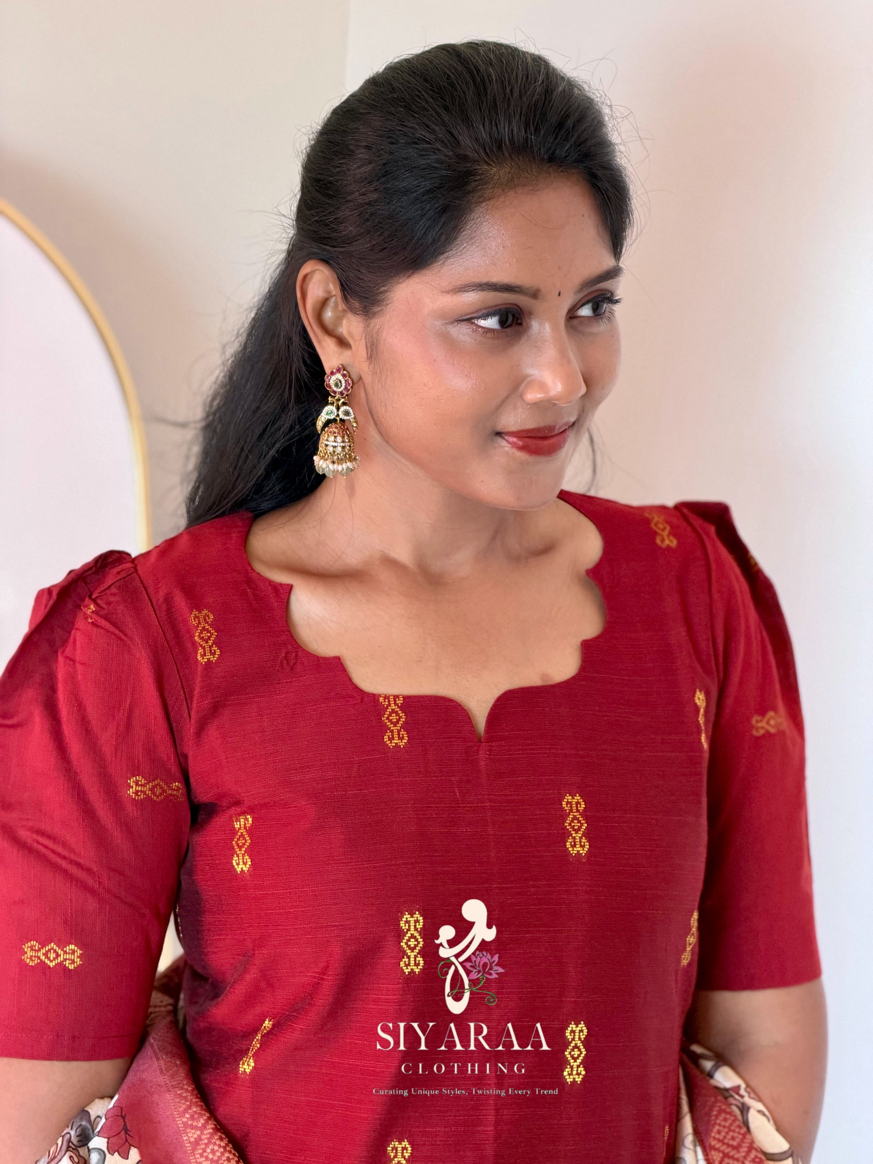 SIYA129 Maroon| Charvi raw silk kurta set (3 Piece)