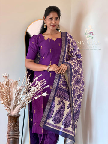 SIYA129 Violet| Charvi raw silk kurta set (3 Piece)