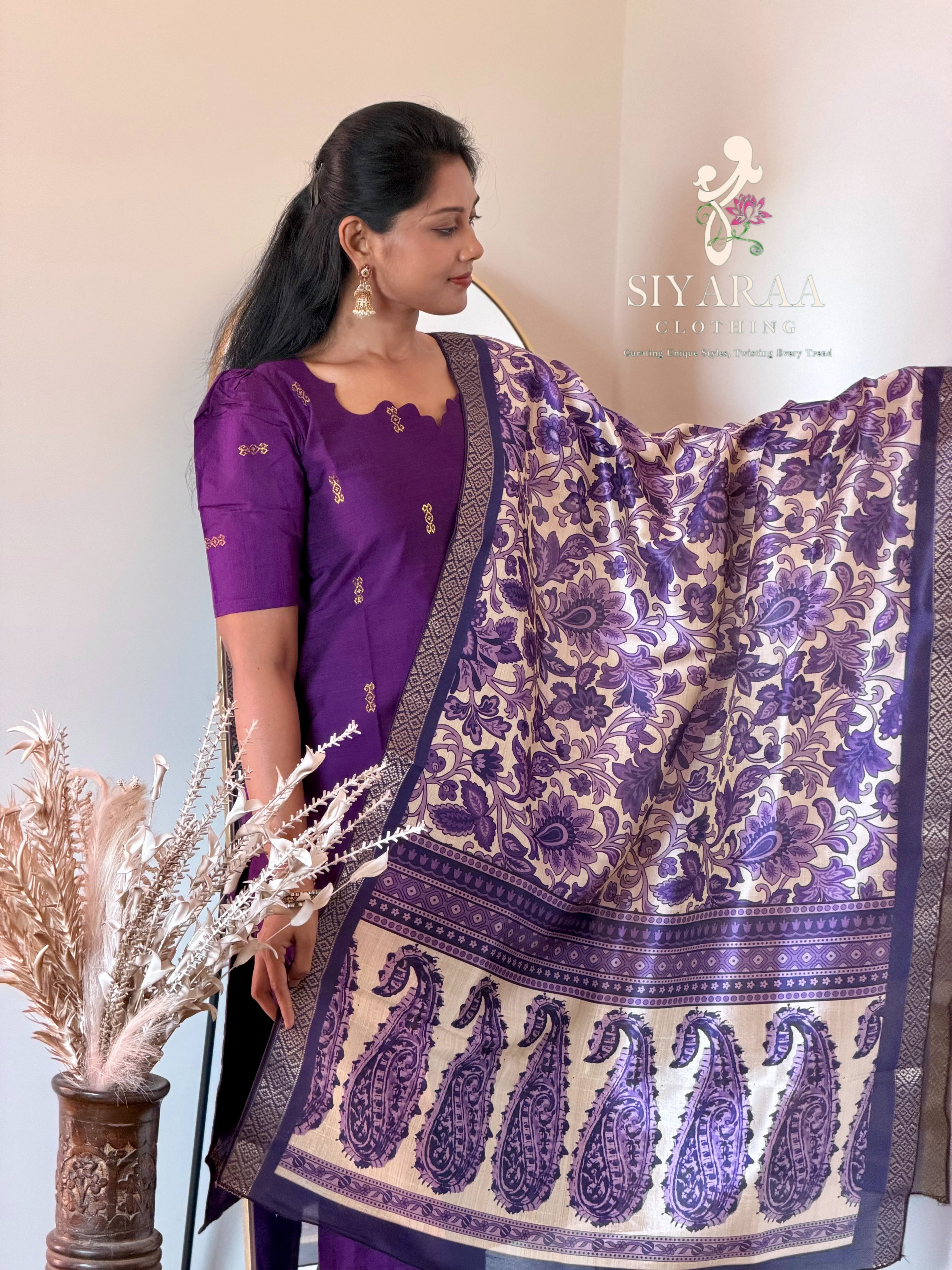 SIYA129 Violet| Charvi raw silk kurta set (3 Piece)