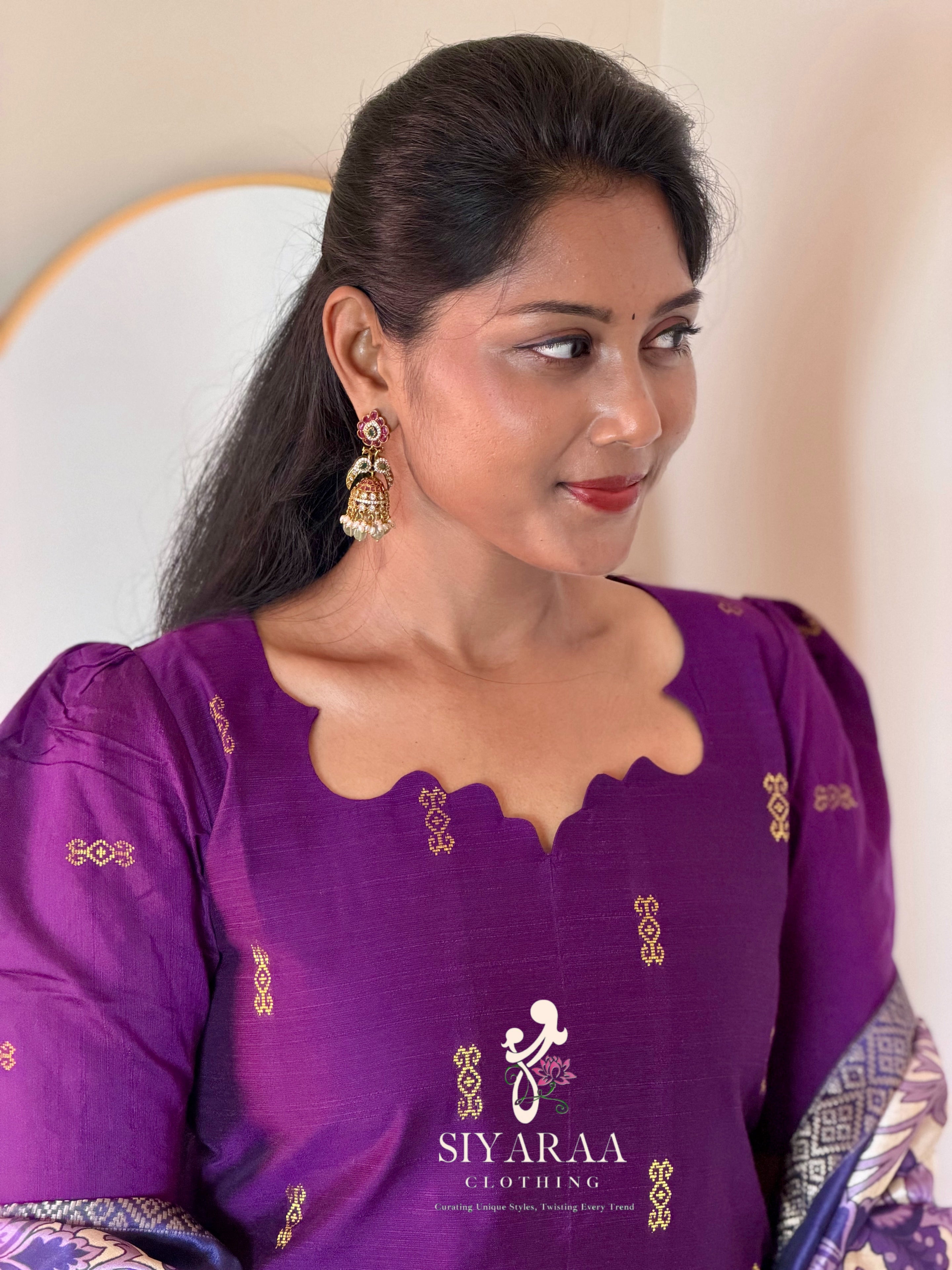 SIYA129 Violet| Charvi raw silk kurta set (3 Piece)