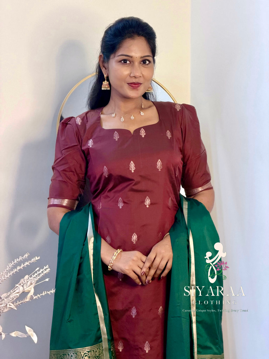 SIYA157 Brown | Sonakshi Soft Silk Kurta Set(3-Piece)