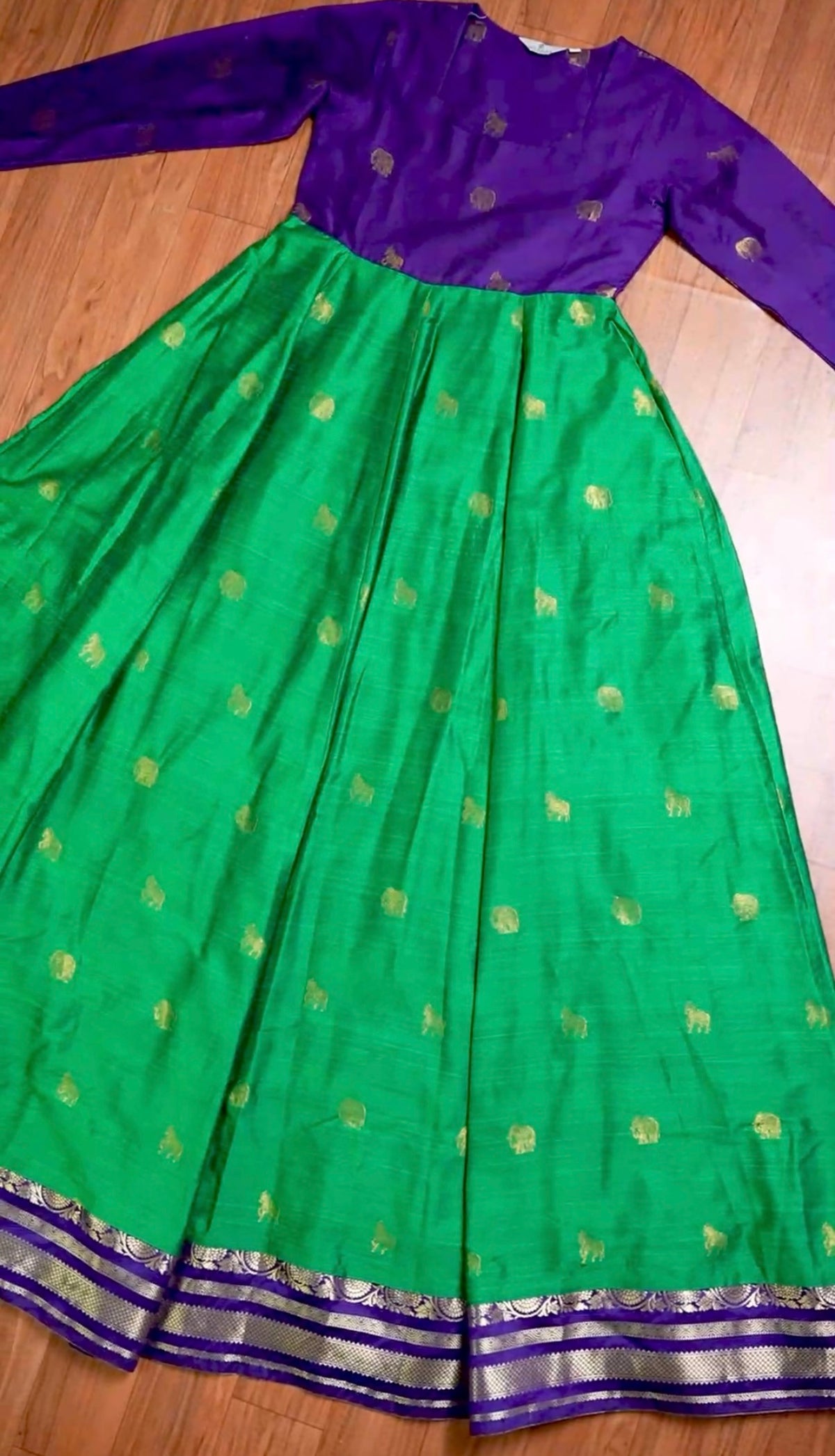 SIYA163 Violet and Green| Ziva Panel Anarkali Set for Women (2-Piece)