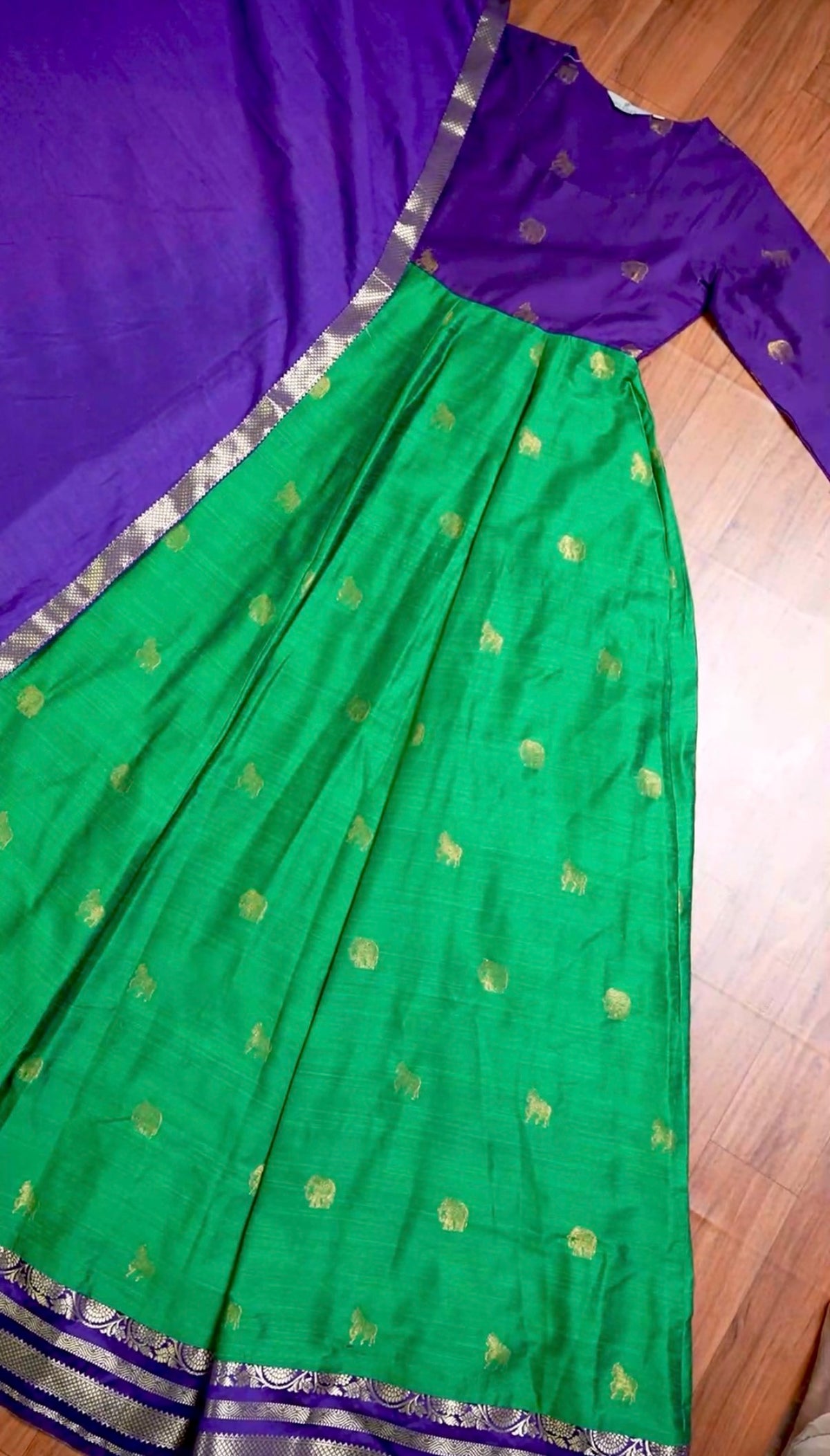 SIYA163 Violet and Green| Ziva Panel Anarkali Set for Women (2-Piece)