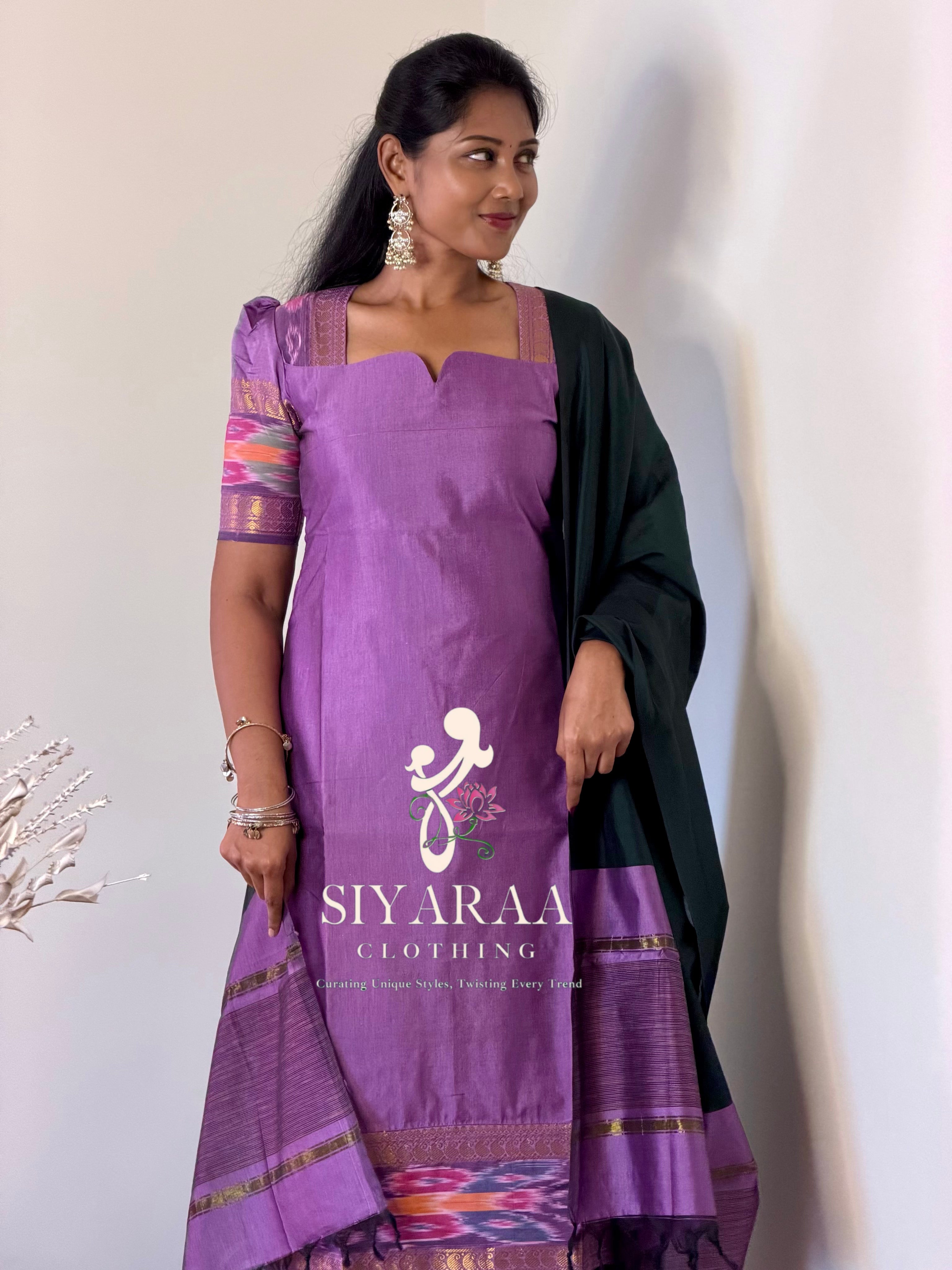 SIYA136 Lilac | Varnika Pochampally Seiko Silk Kurta Set (3-Piece)