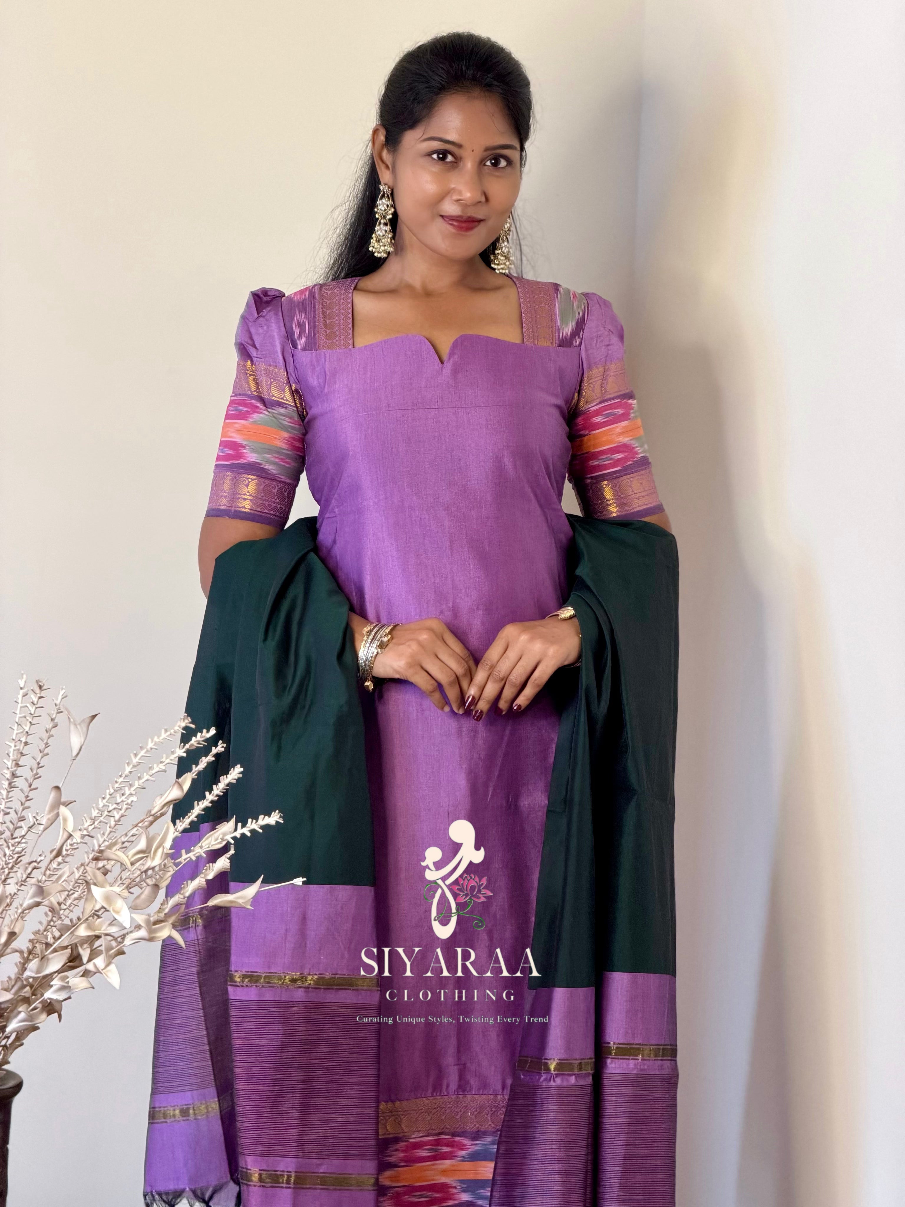 SIYA136 Lilac | Varnika Pochampally Seiko Silk Kurta Set (3-Piece)