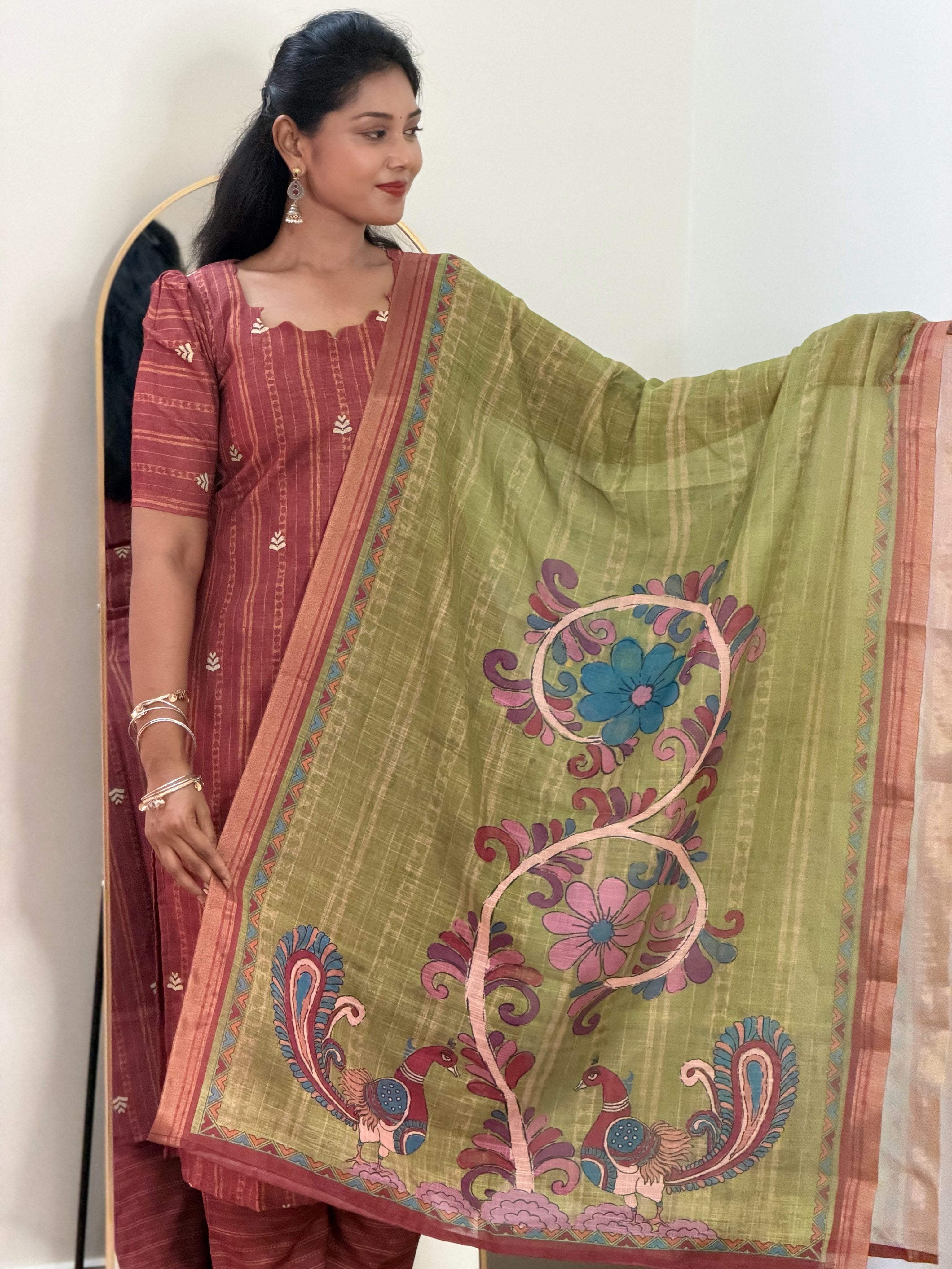 SIYA114 Terracota| Elara Linen Cotton 3 Piece Set