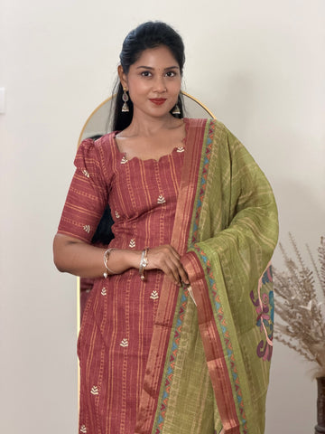 SIYA114 Terracota| Elara Linen Cotton 3 Piece Set